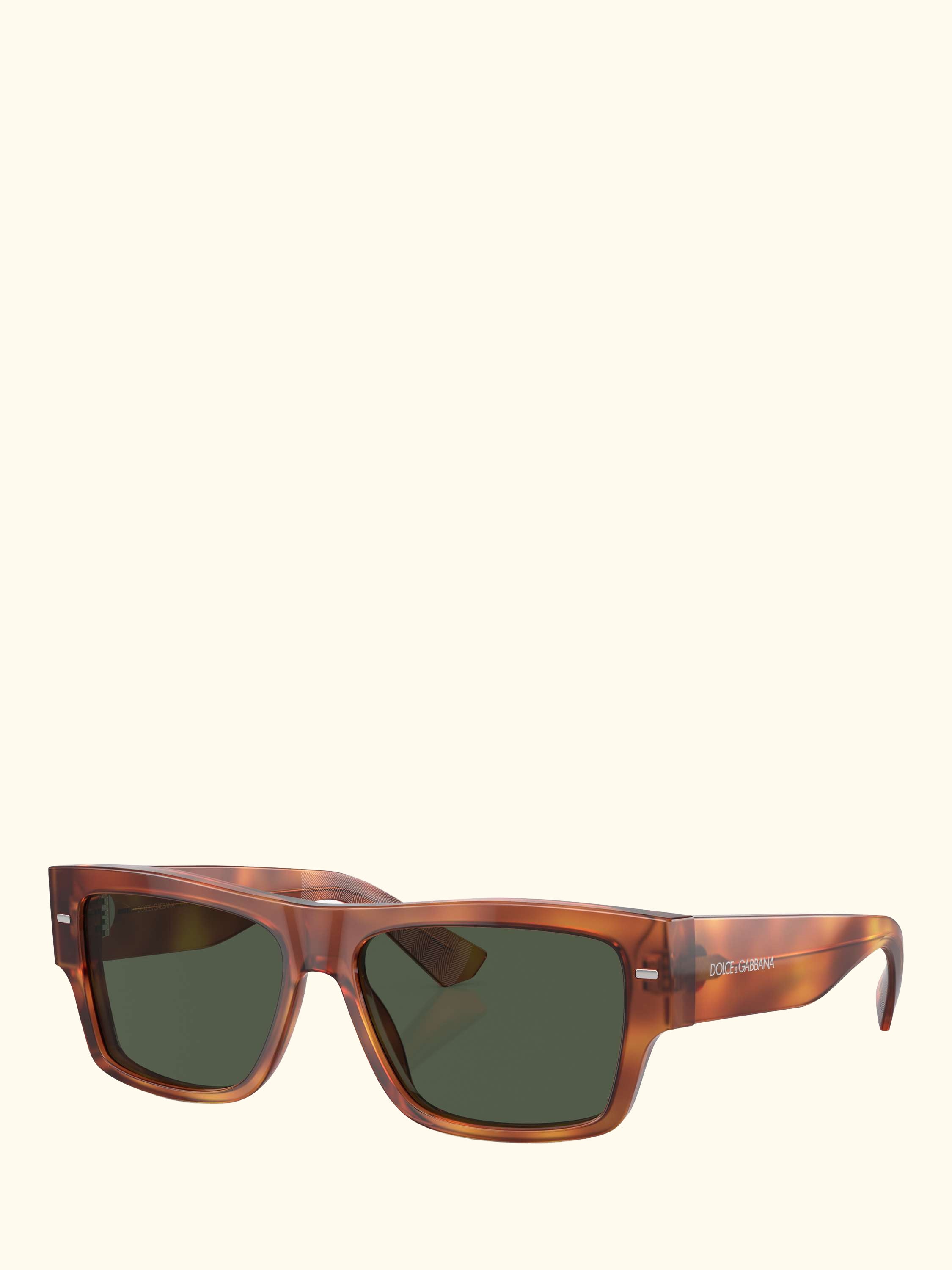 DG4451 Men's Polarised Rectangular Sunglasses, Ginger Havana/Green
