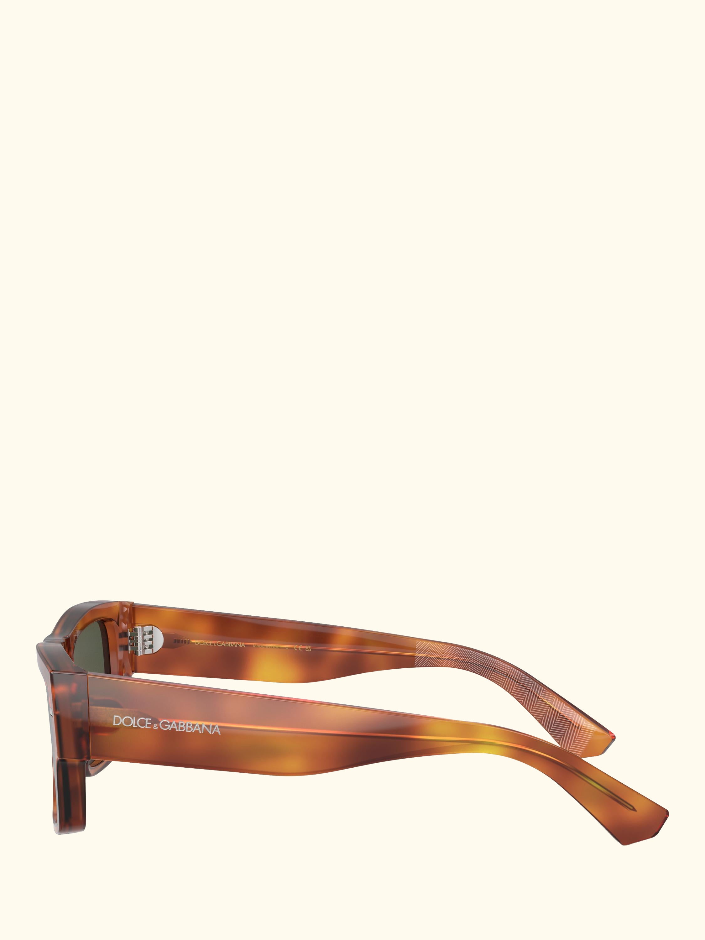 DG4451 Men's Polarised Rectangular Sunglasses, Ginger Havana/Green