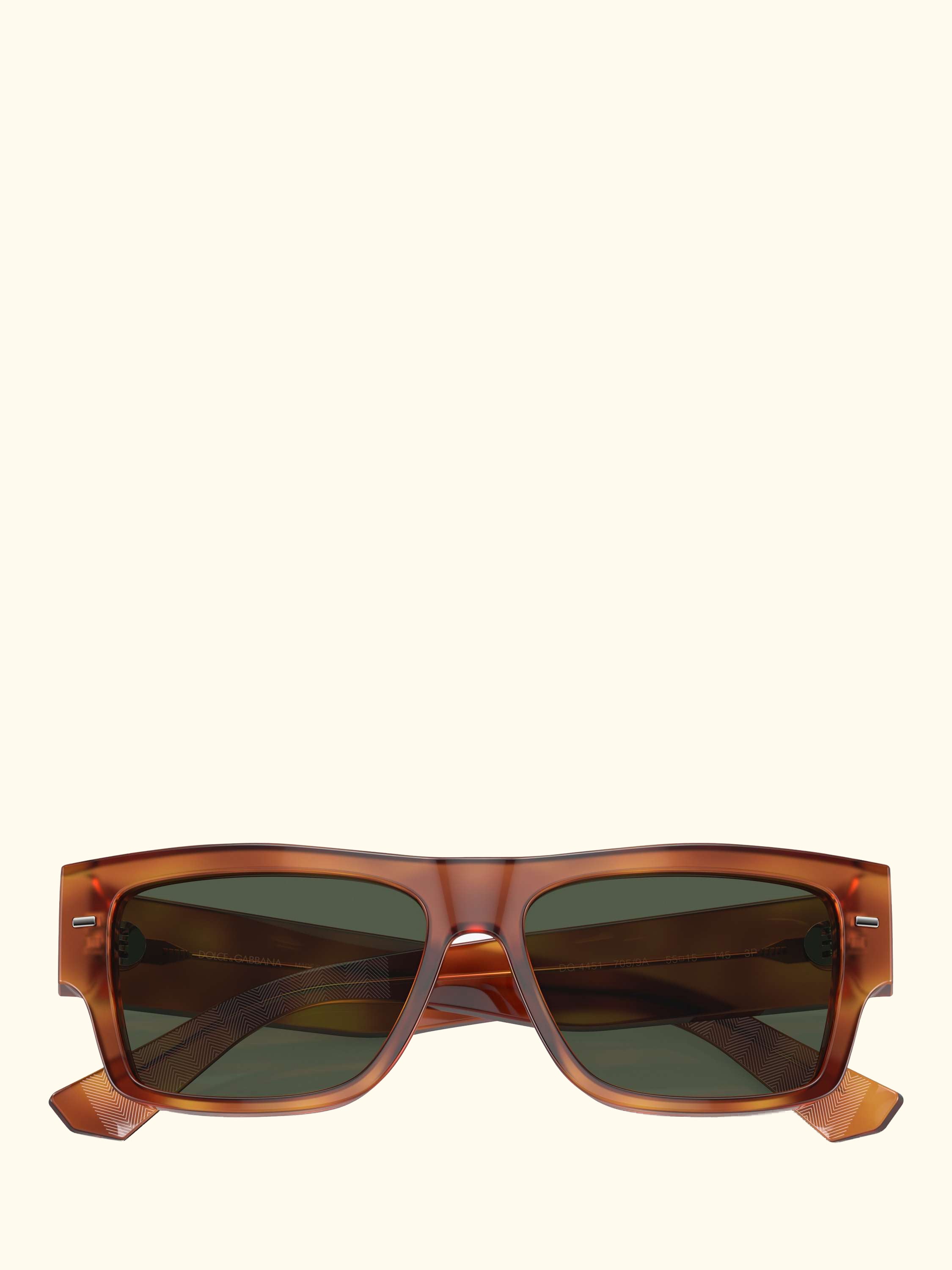 DG4451 Men's Polarised Rectangular Sunglasses, Ginger Havana/Green
