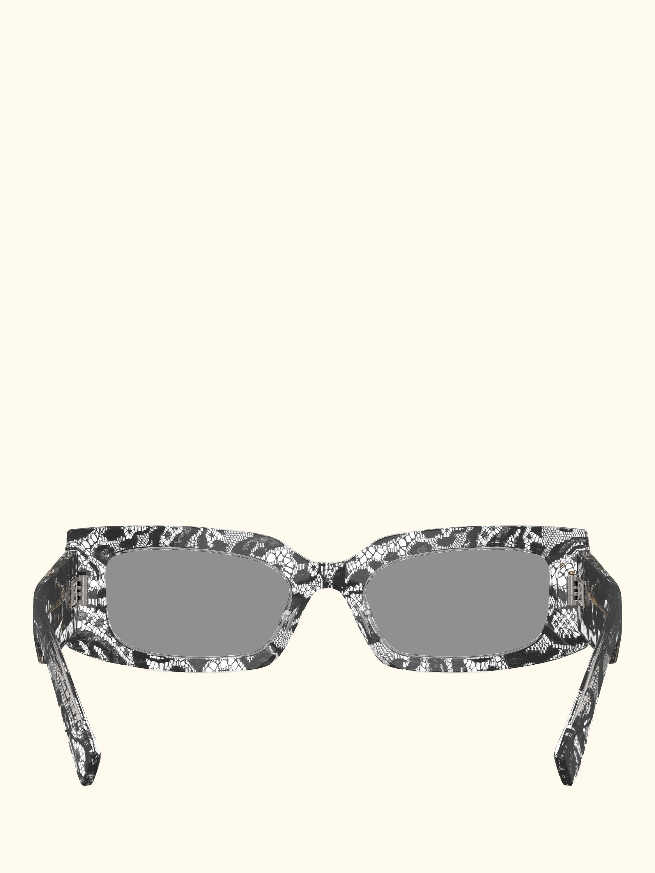 DG4479 Women's Rectangular Sunglasses, Black Lace/Grey