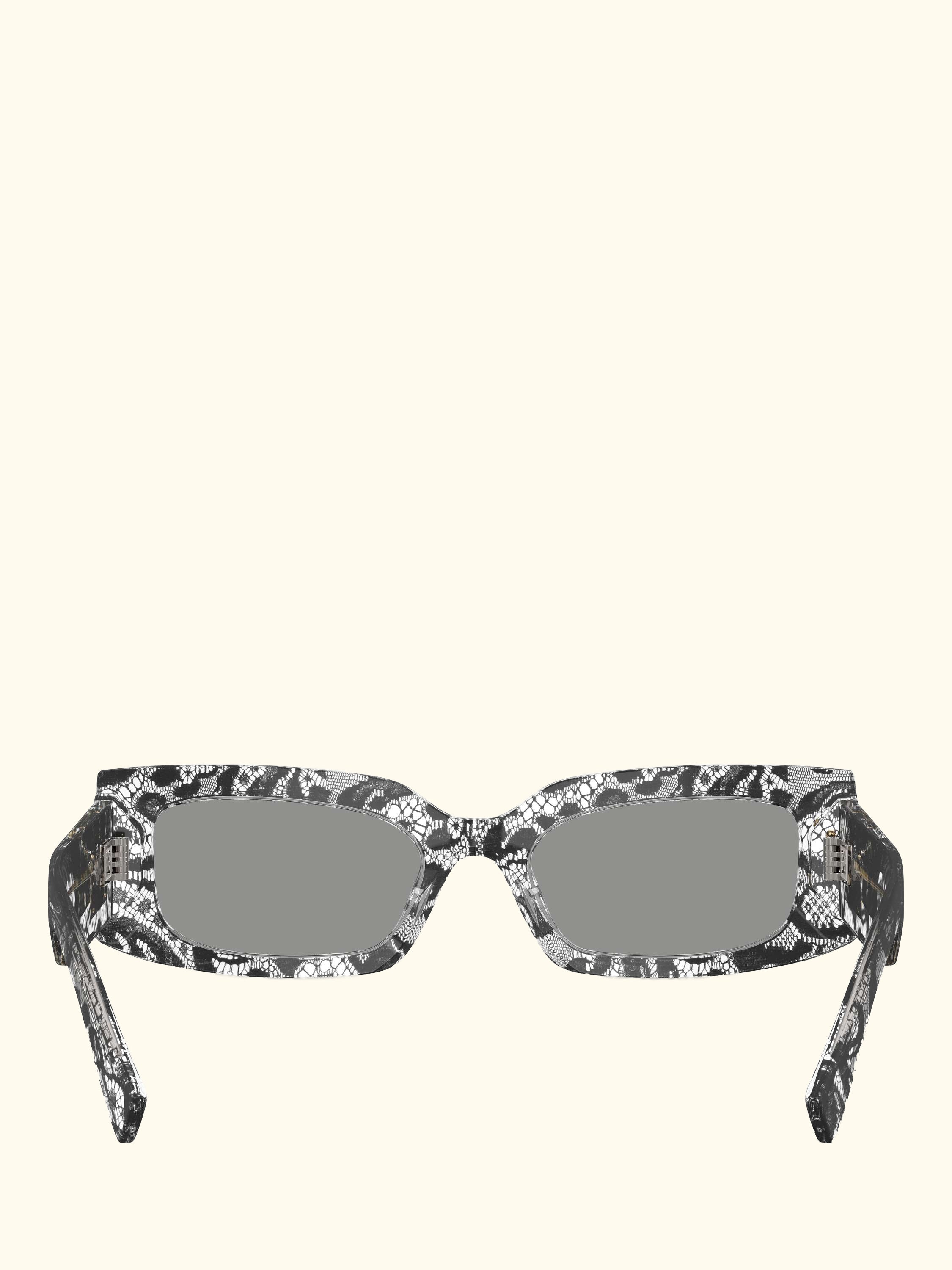 DG4479 Women's Rectangular Sunglasses, Black Lace/Grey