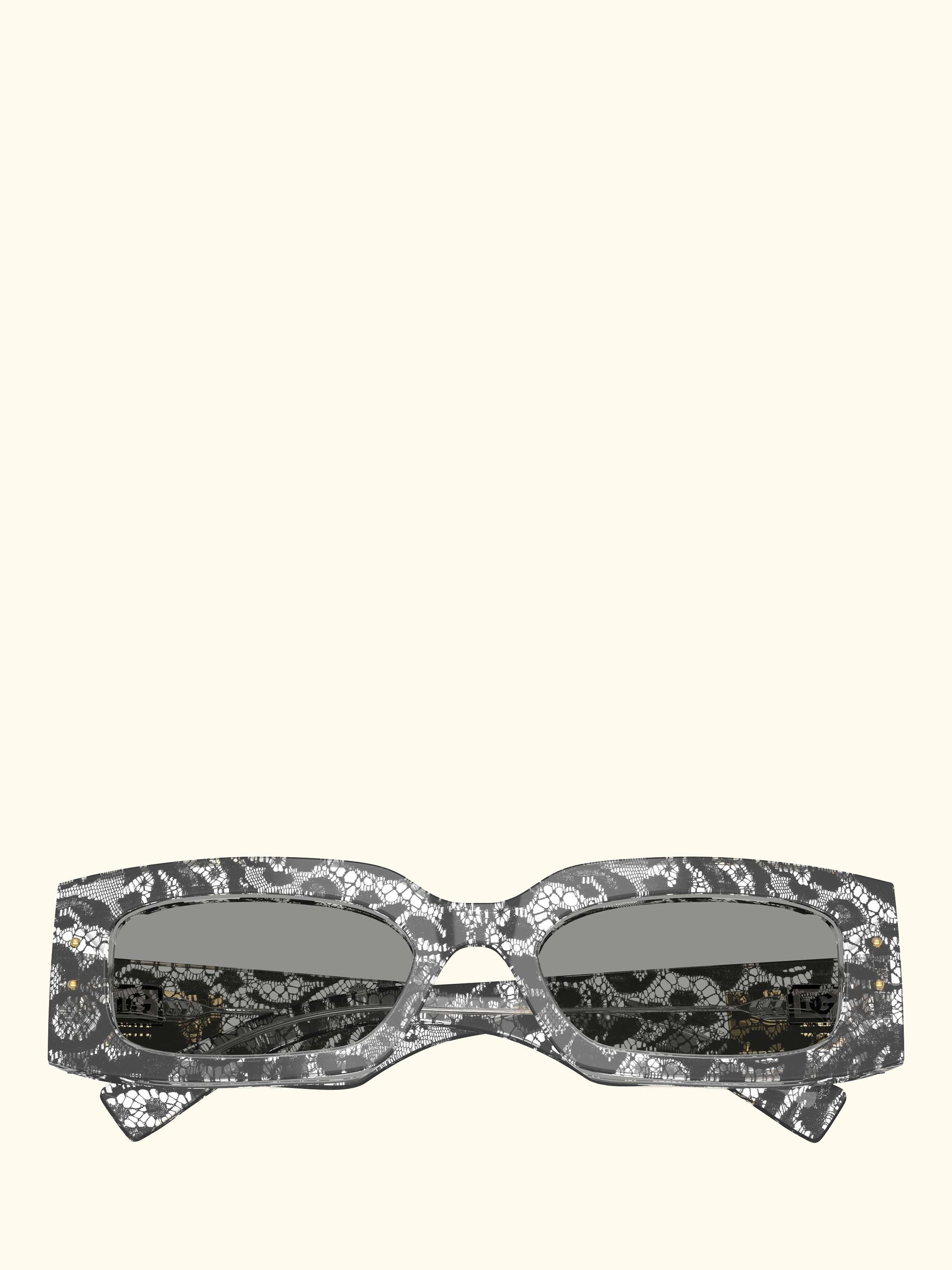 DG4479 Women's Rectangular Sunglasses, Black Lace/Grey