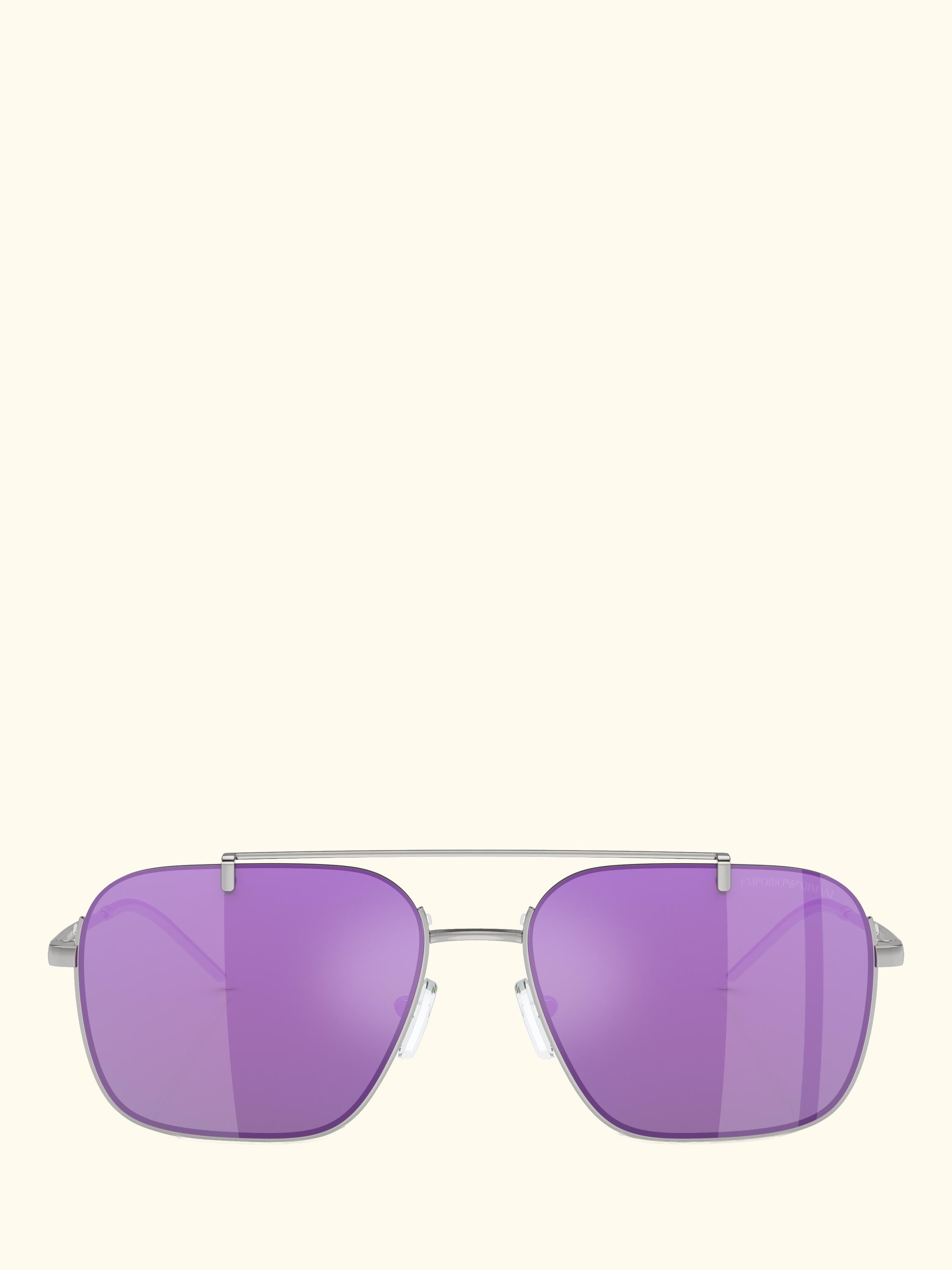 EA2150 Men's Aviator Sunglasses, Shiny Silver/Purple