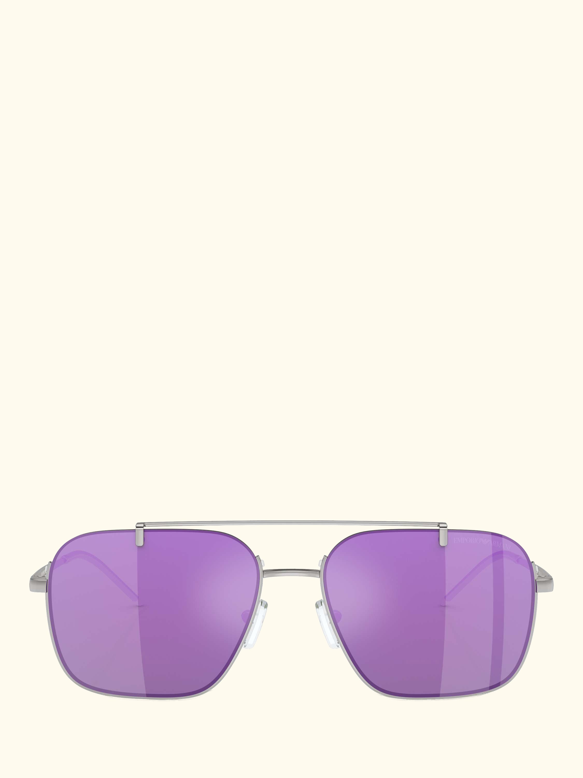 EA2150 Men's Aviator Sunglasses, Shiny Silver/Purple