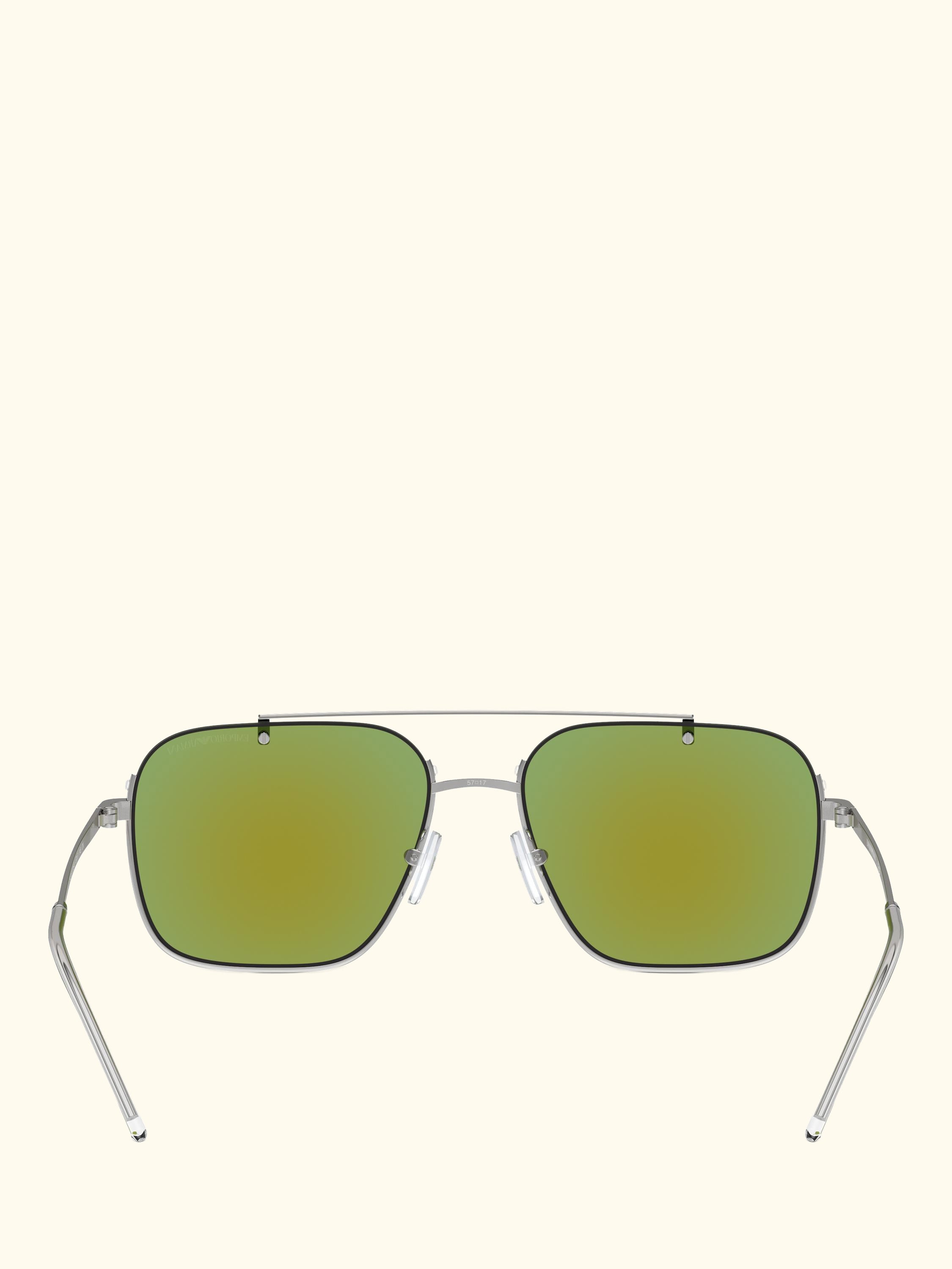 EA2150 Men's Aviator Sunglasses, Shiny Silver/Purple
