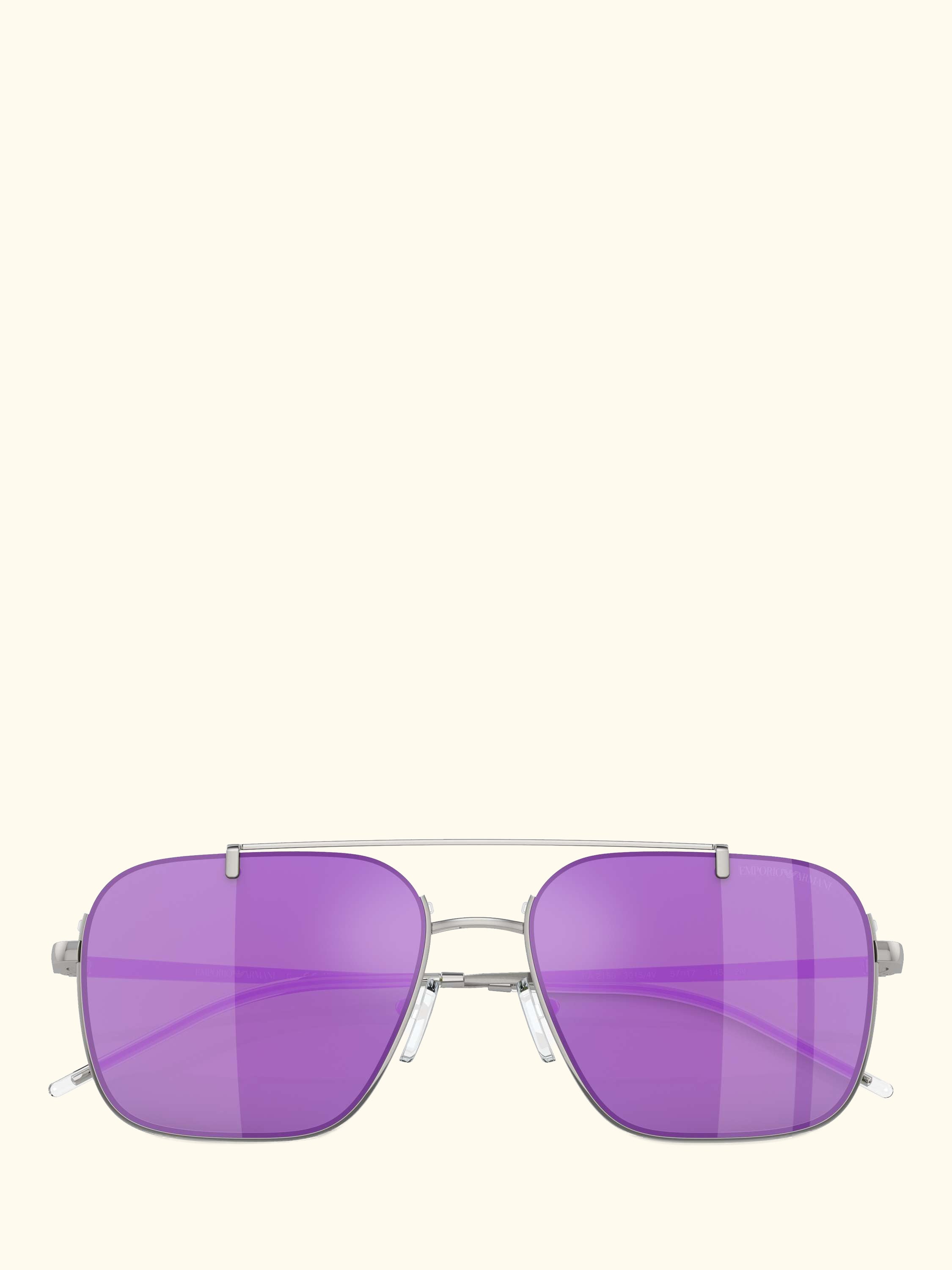 EA2150 Men's Aviator Sunglasses, Shiny Silver/Purple