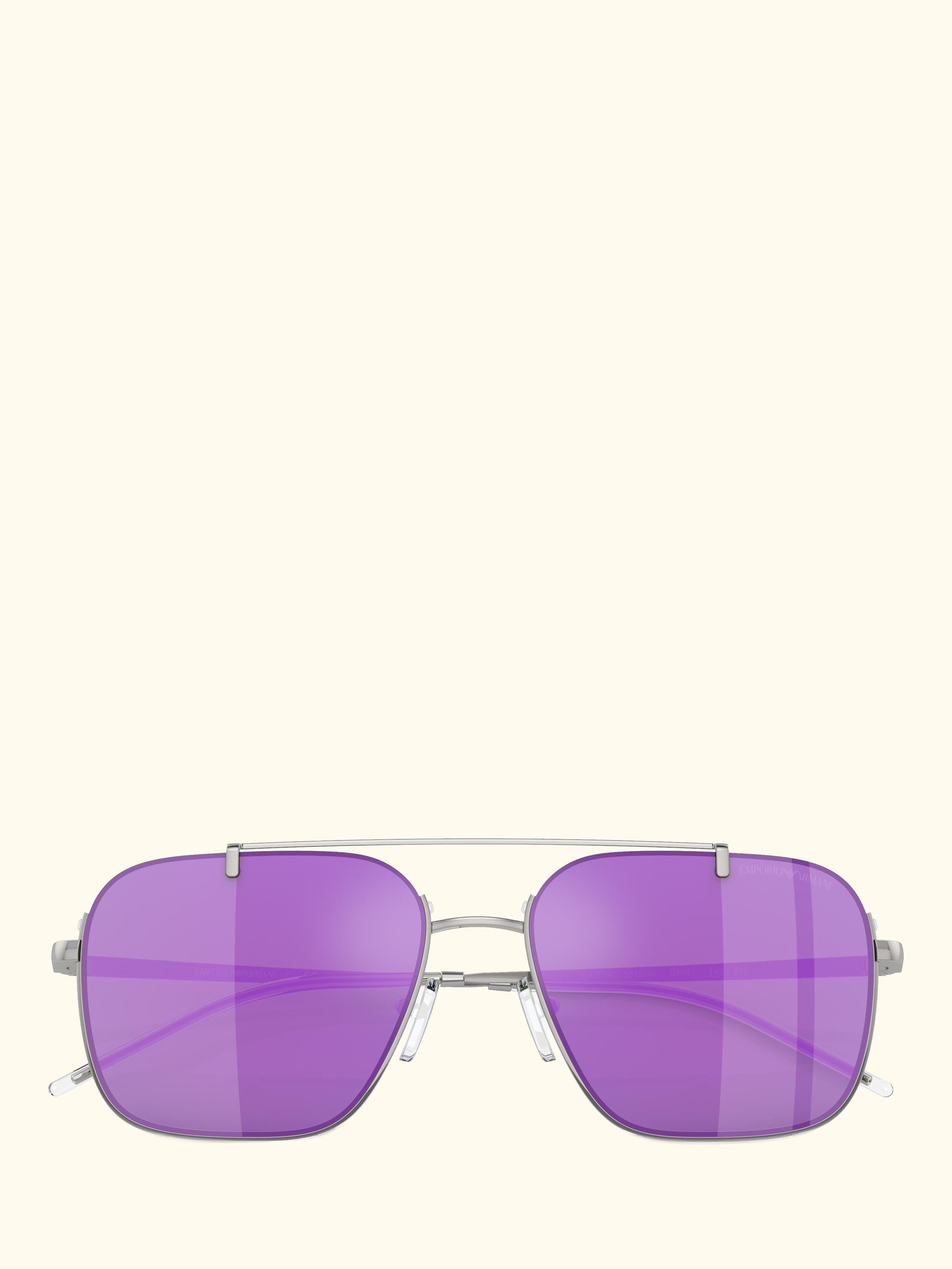 EA2150 Men's Aviator Sunglasses, Shiny Silver/Purple