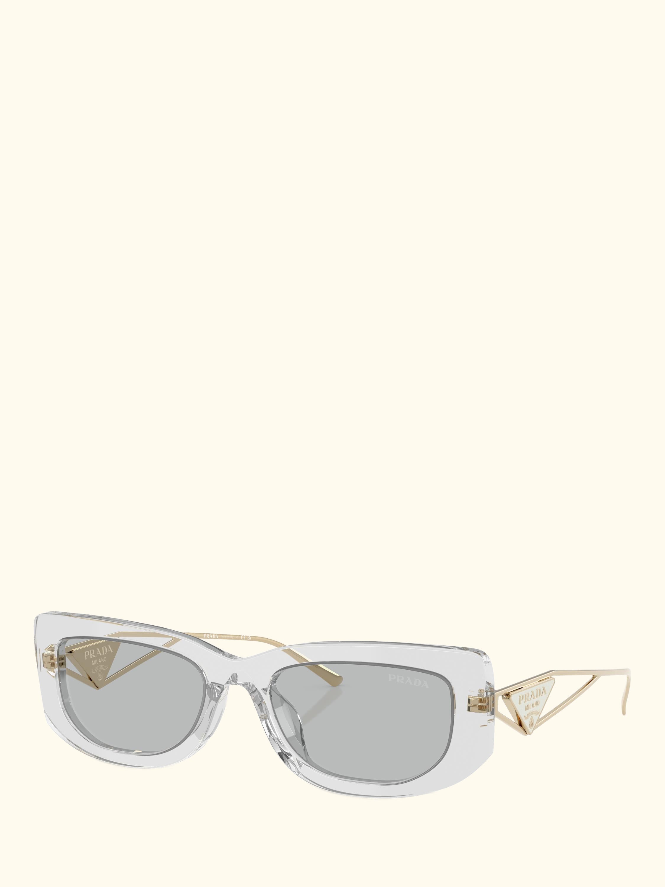 PR 14YS Women's Rectangular Sunglasses, Transparent Grey/Grey