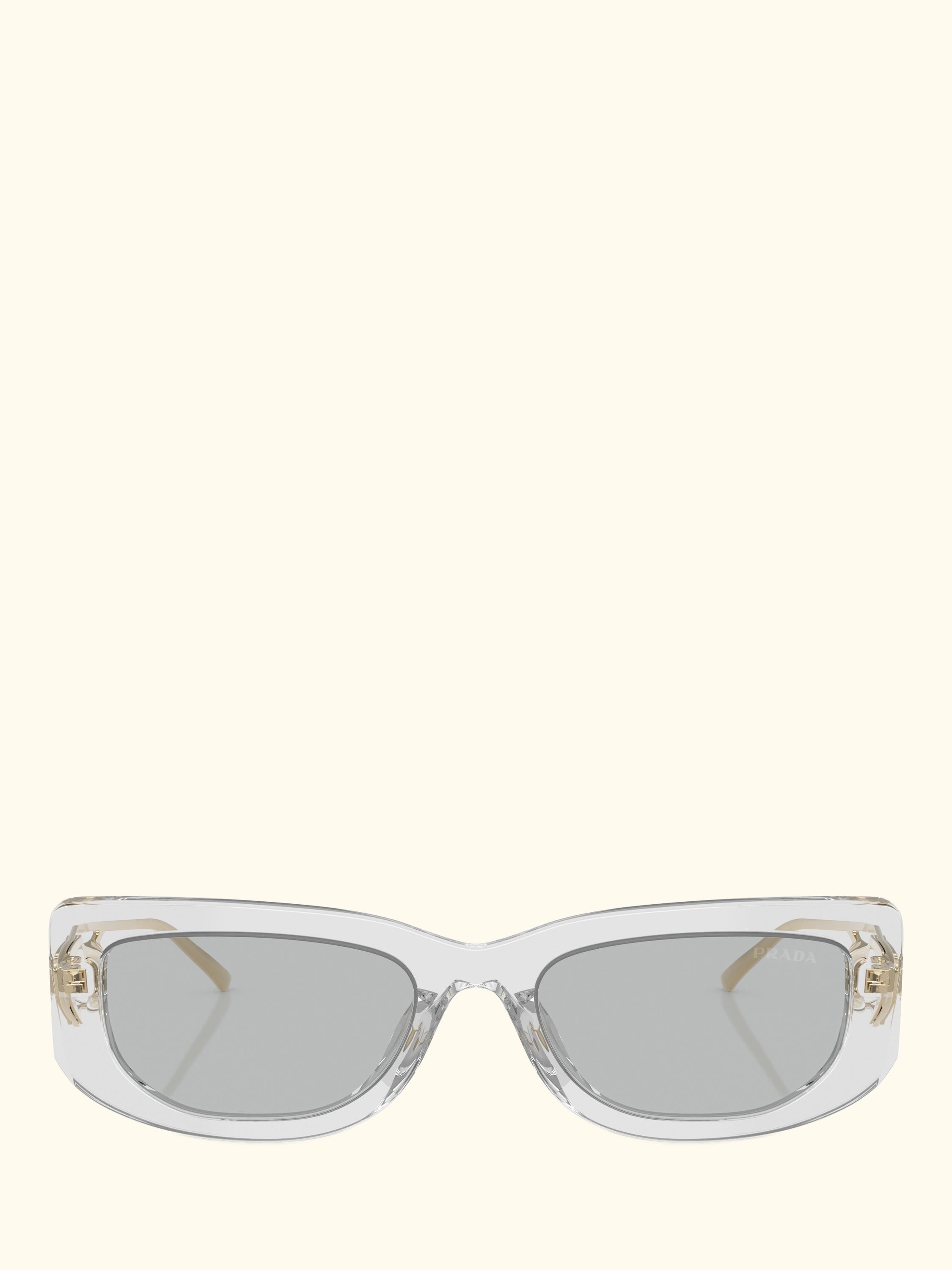 PR 14YS Women's Rectangular Sunglasses, Transparent Grey/Grey