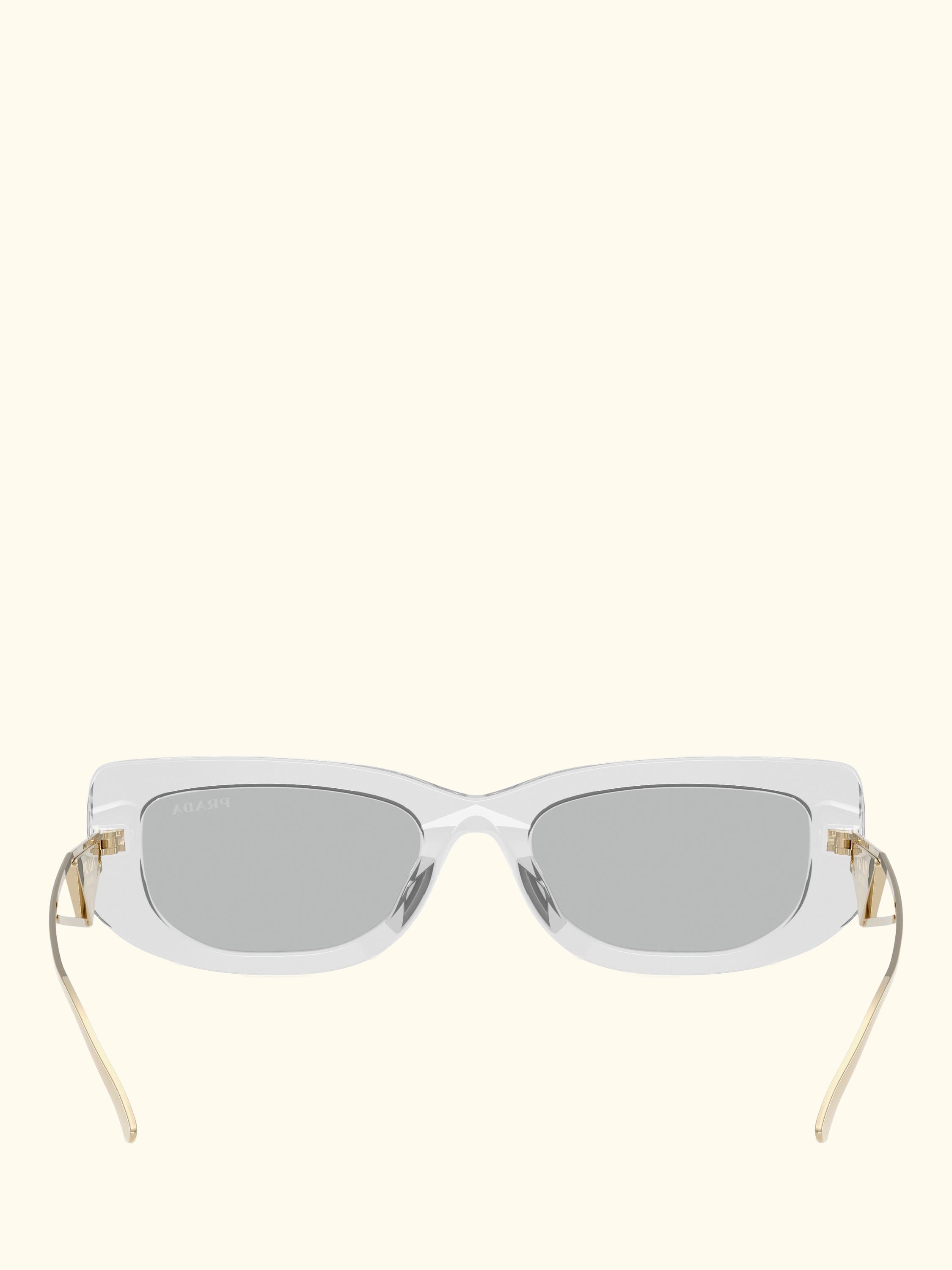 PR 14YS Women's Rectangular Sunglasses, Transparent Grey/Grey