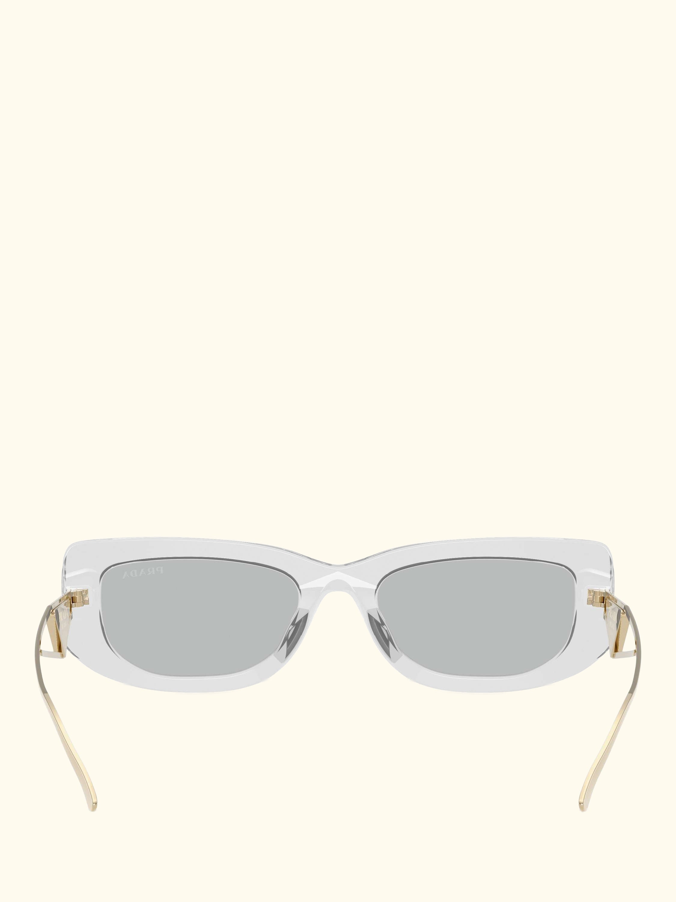 PR 14YS Women's Rectangular Sunglasses, Transparent Grey/Grey