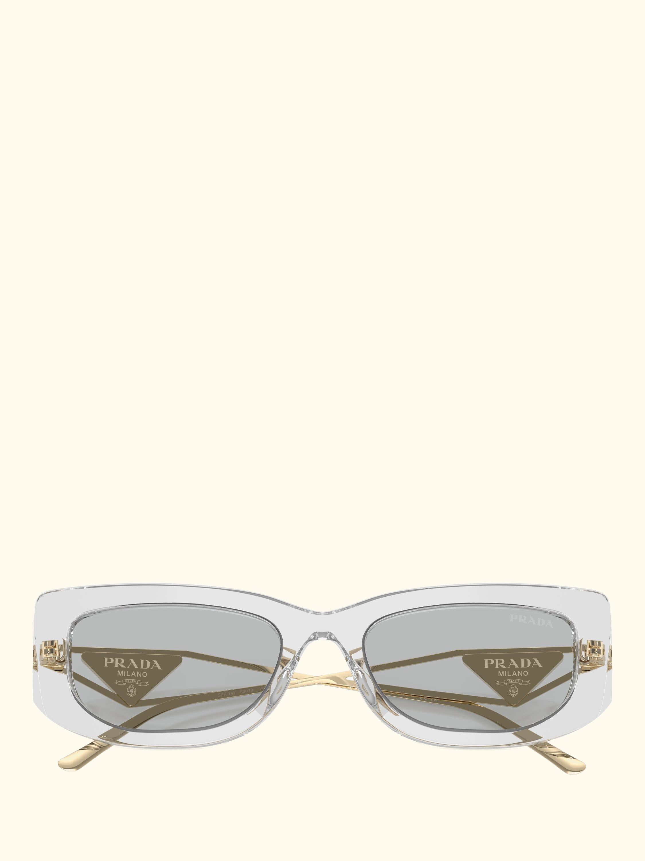 PR 14YS Women's Rectangular Sunglasses, Transparent Grey/Grey