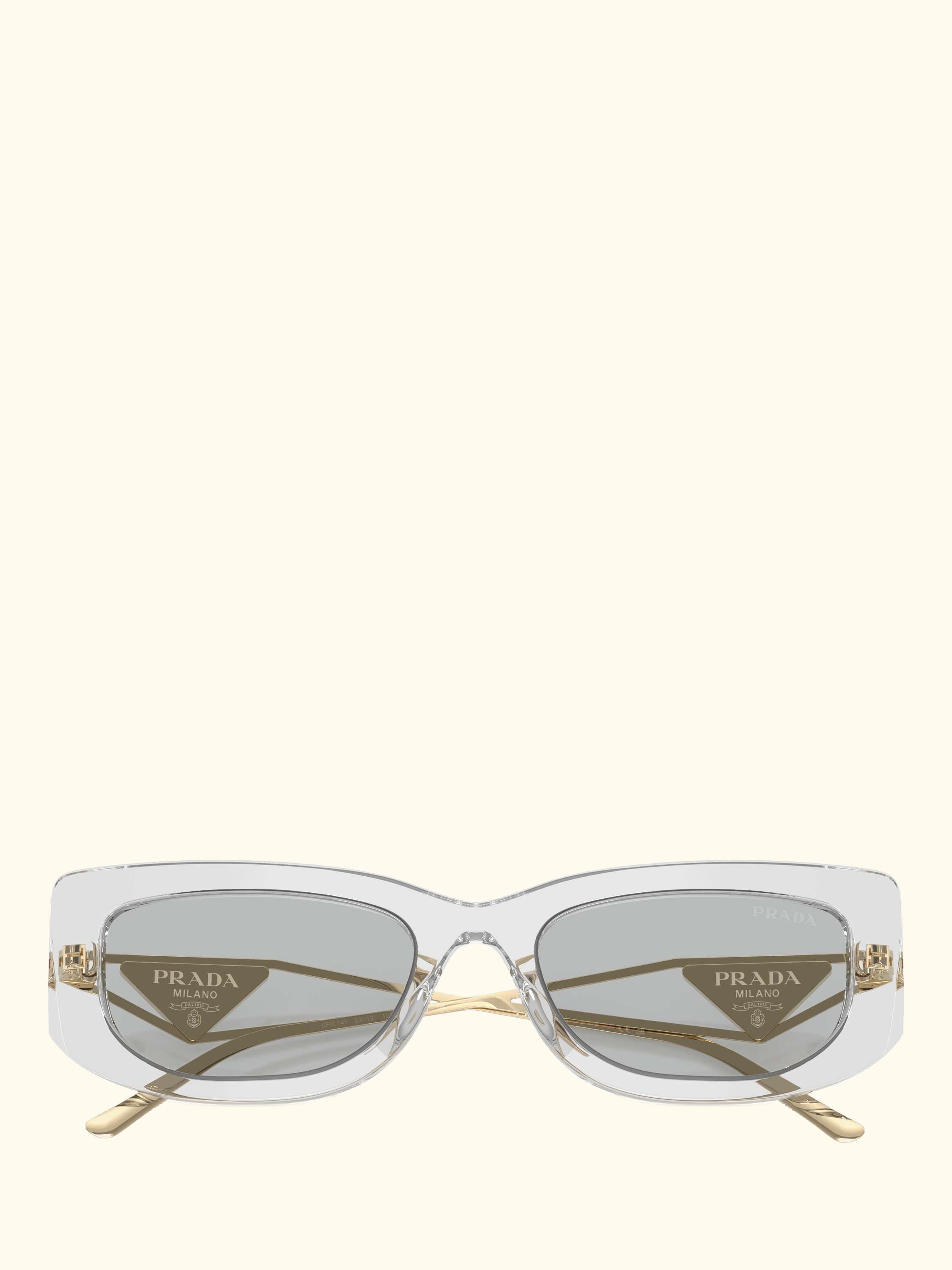 PR 14YS Women's Rectangular Sunglasses, Transparent Grey/Grey