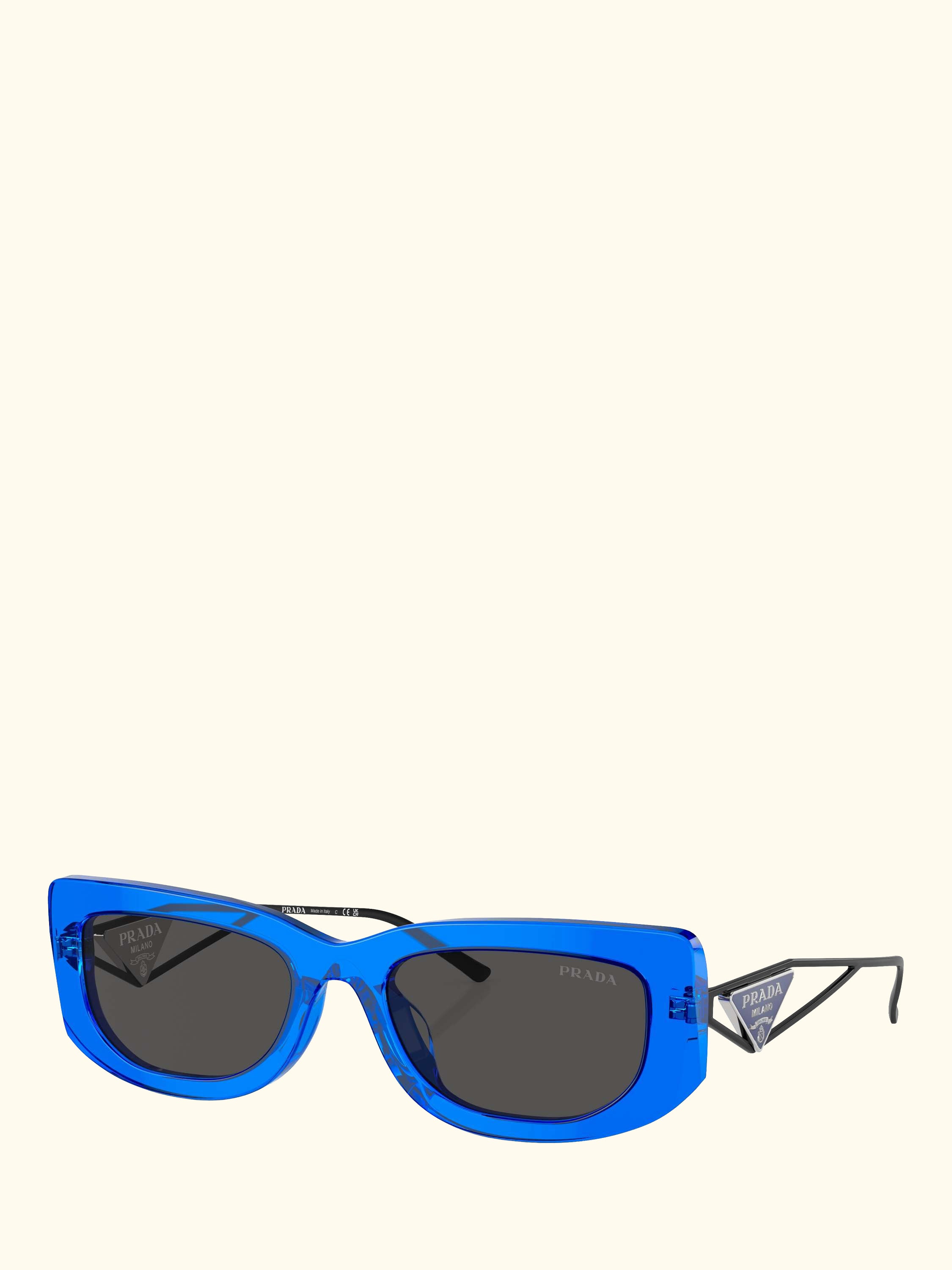 PR 14YS Women's Rectangular Sunglasses, Crystal Electric Blue/Grey