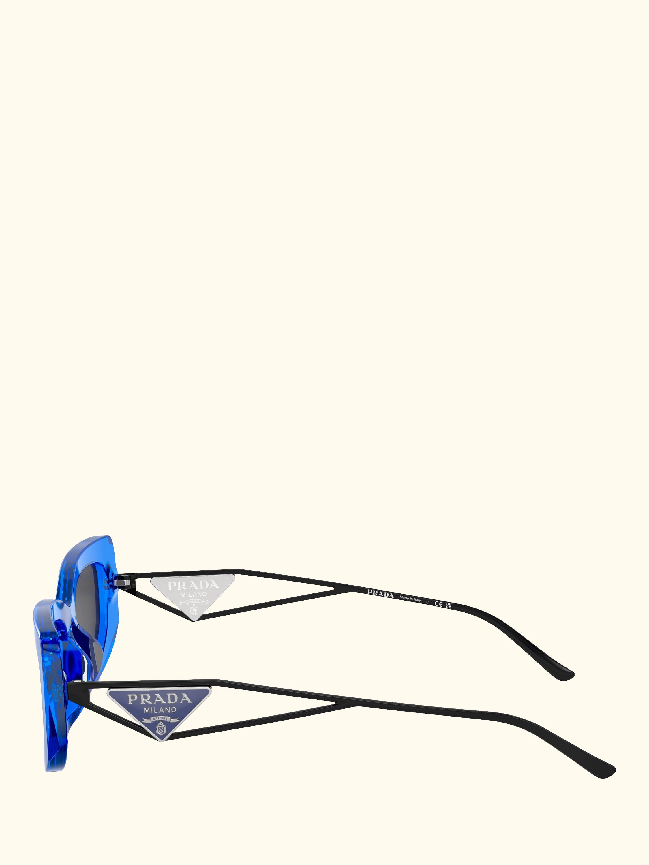 PR 14YS Women's Rectangular Sunglasses, Crystal Electric Blue/Grey