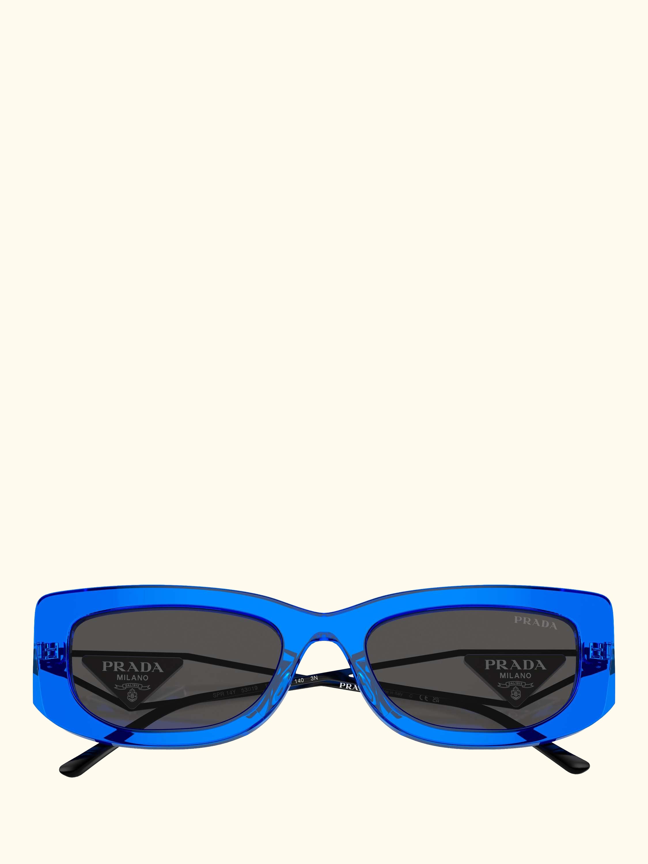 PR 14YS Women's Rectangular Sunglasses, Crystal Electric Blue/Grey