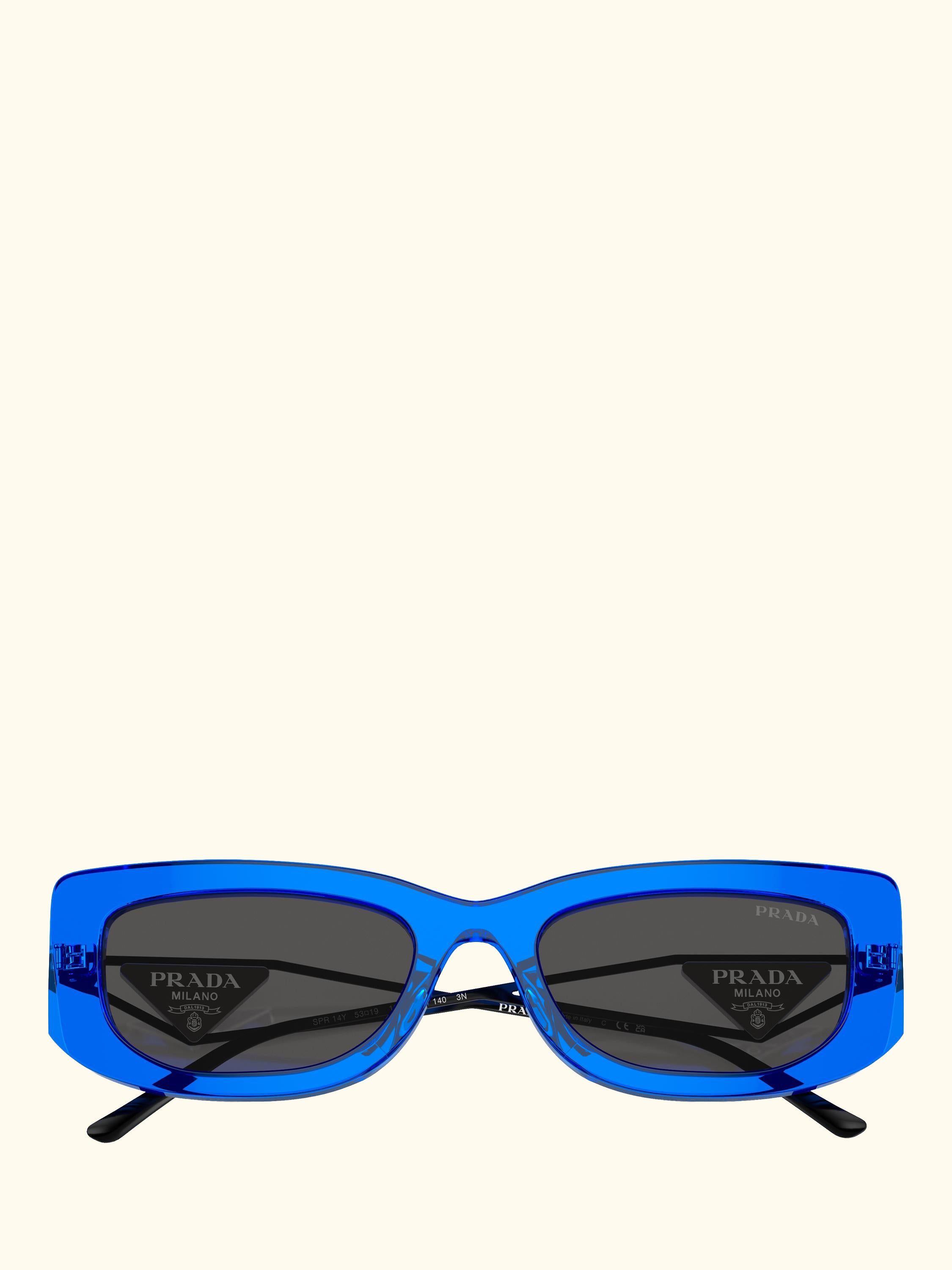 PR 14YS Women's Rectangular Sunglasses, Crystal Electric Blue/Grey
