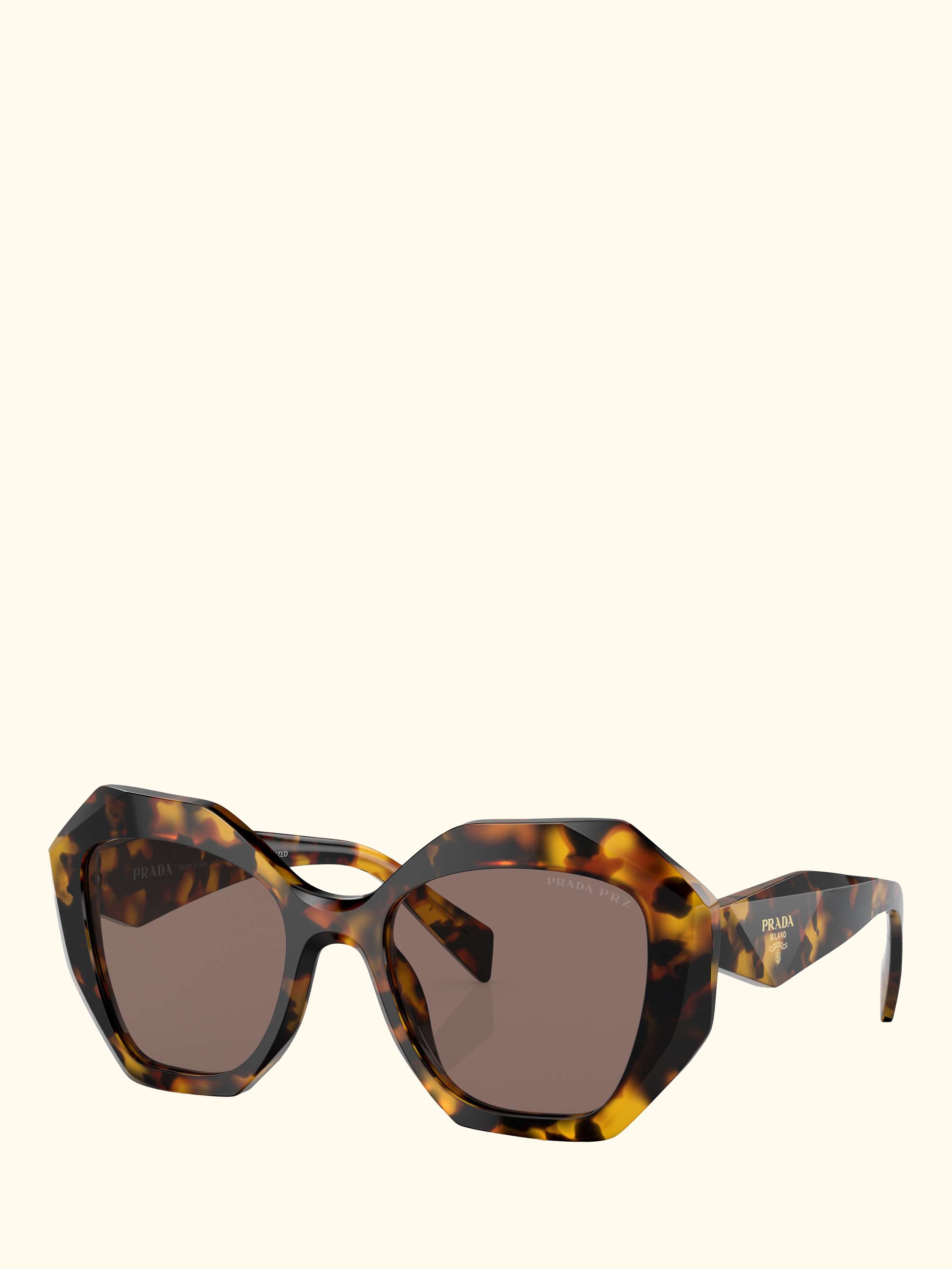 PR 16WS Women's Irregular Polarised Sunglasses, Honey Tortoise/Brown