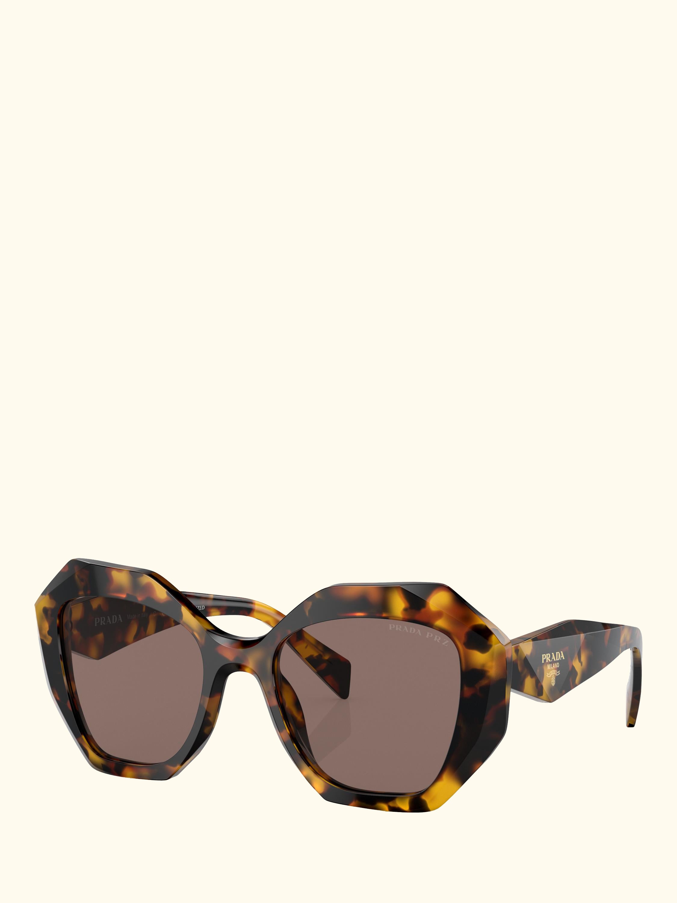 PR 16WS Women's Irregular Polarised Sunglasses, Honey Tortoise/Brown