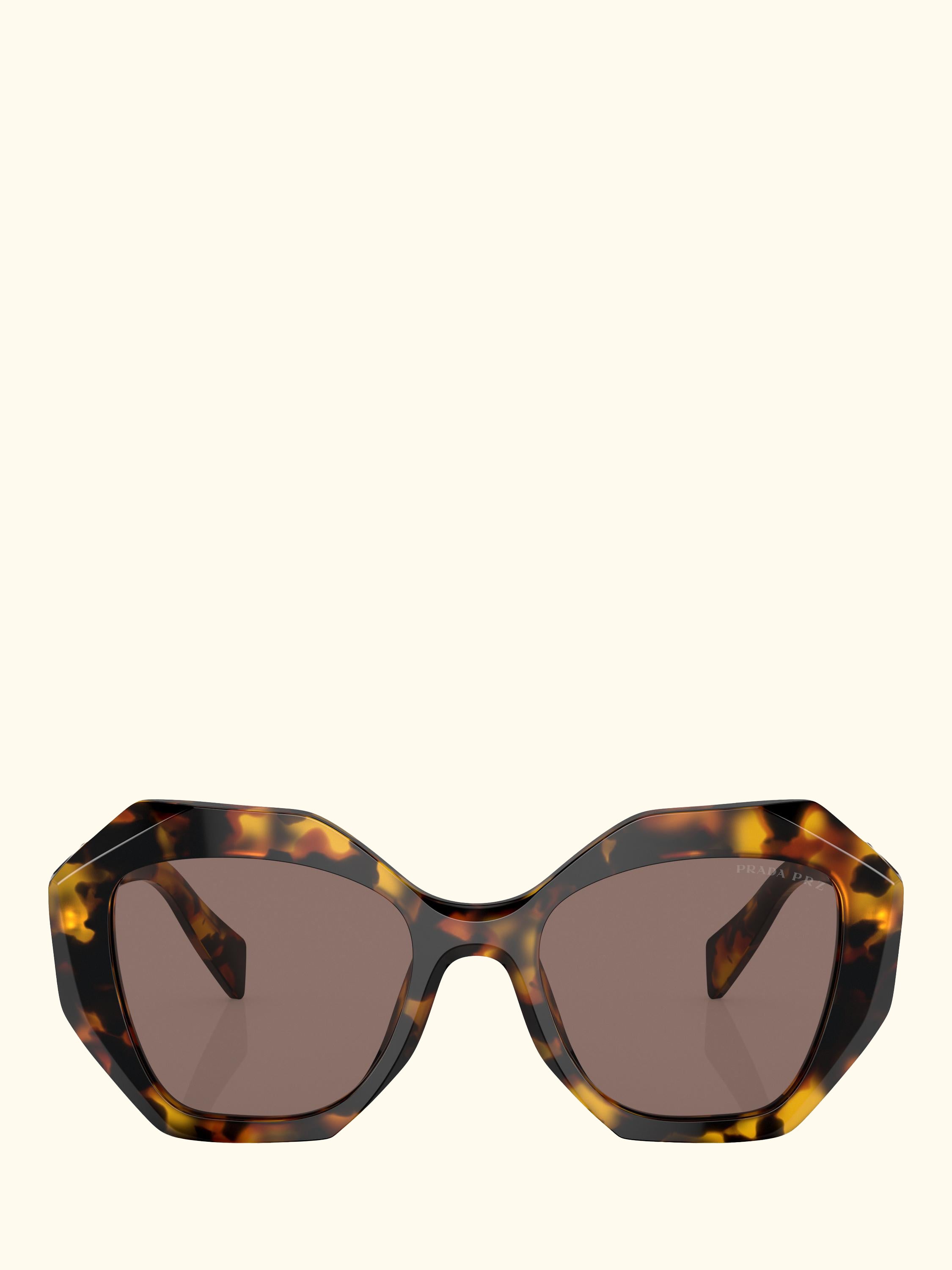 PR 16WS Women's Irregular Polarised Sunglasses, Honey Tortoise/Brown
