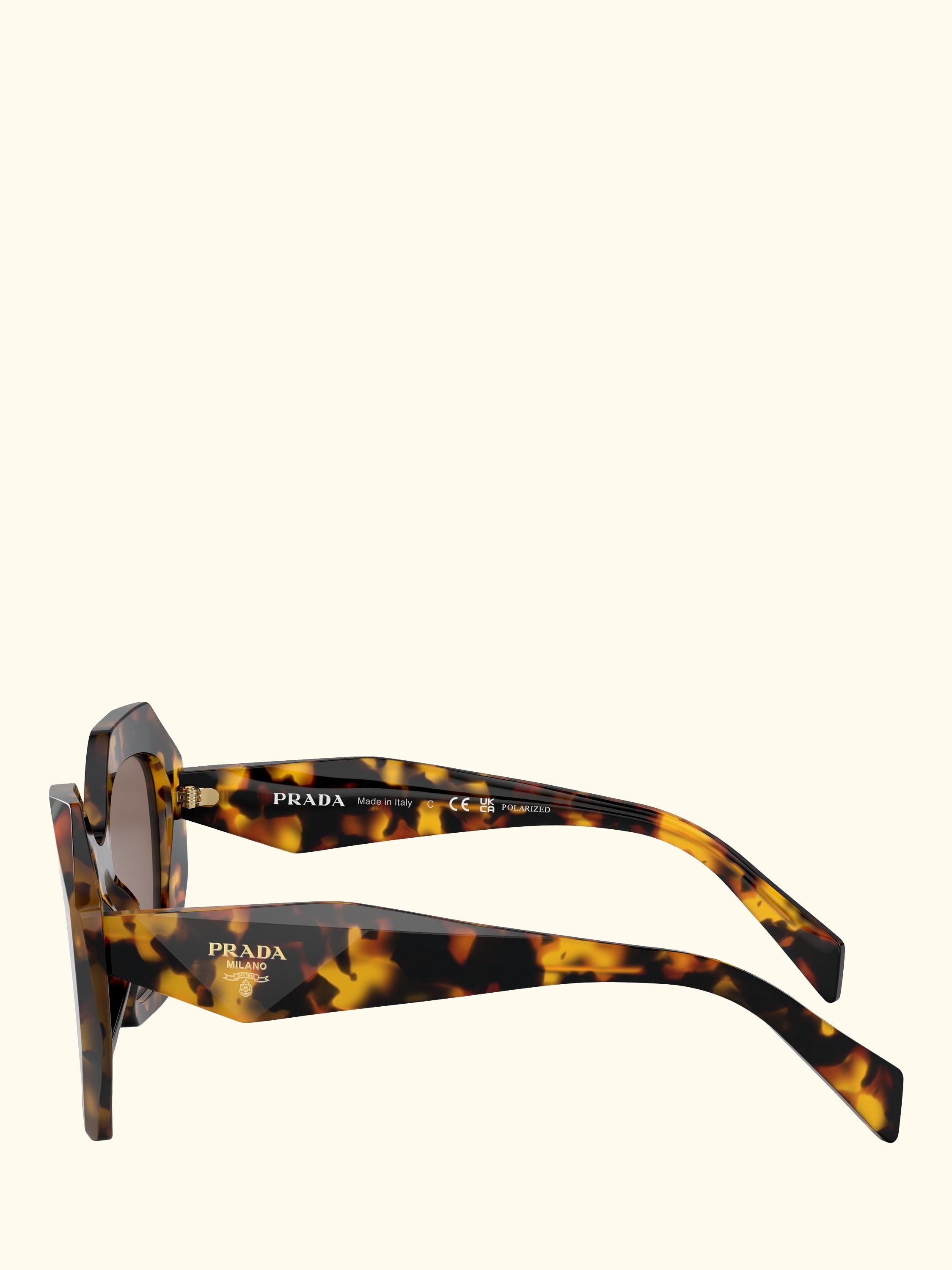 PR 16WS Women's Irregular Polarised Sunglasses, Honey Tortoise/Brown