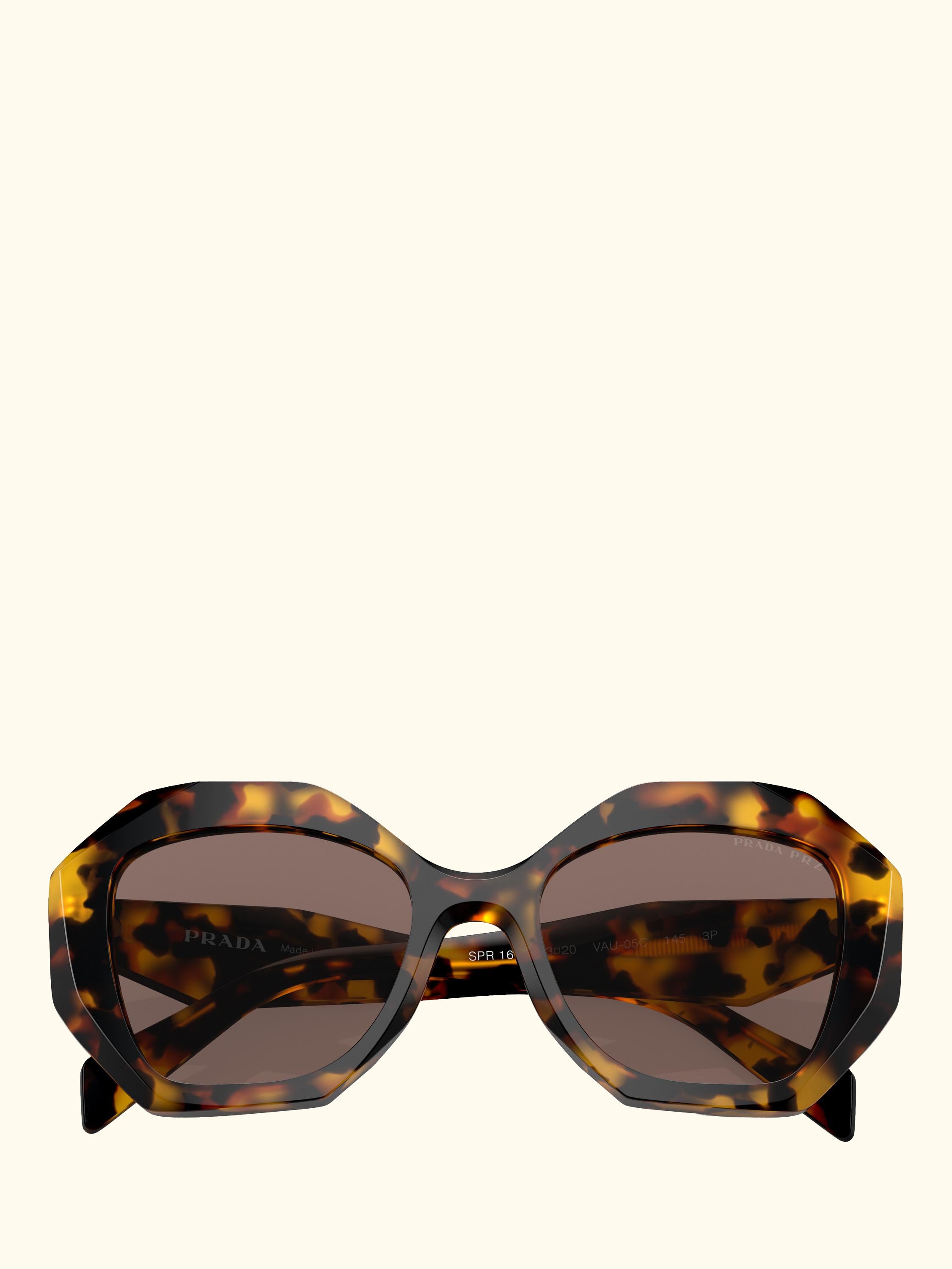 PR 16WS Women's Irregular Polarised Sunglasses, Honey Tortoise/Brown