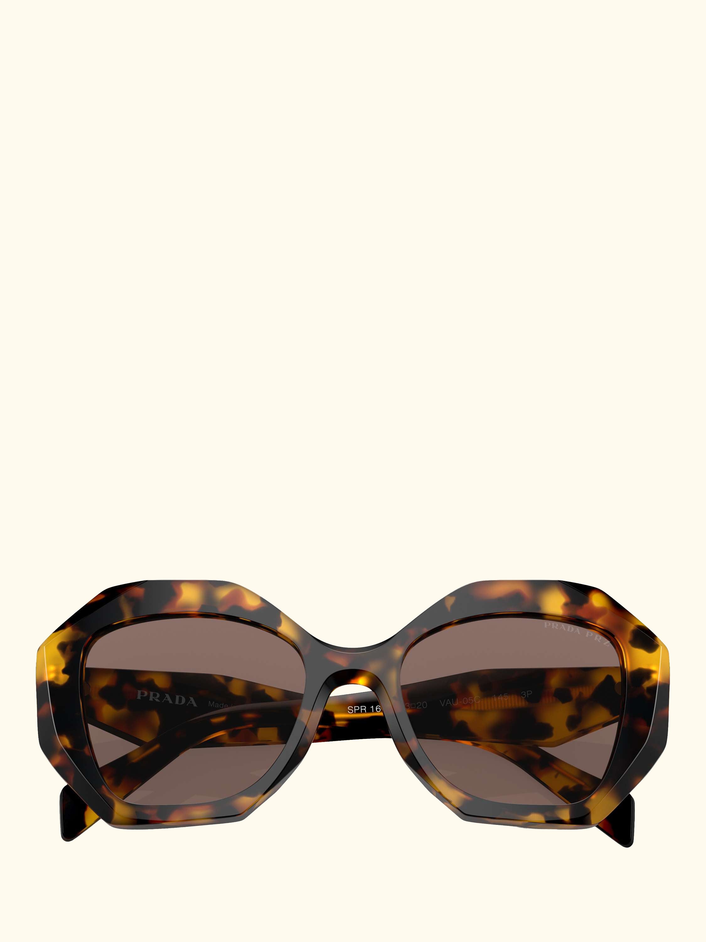 PR 16WS Women's Irregular Polarised Sunglasses, Honey Tortoise/Brown