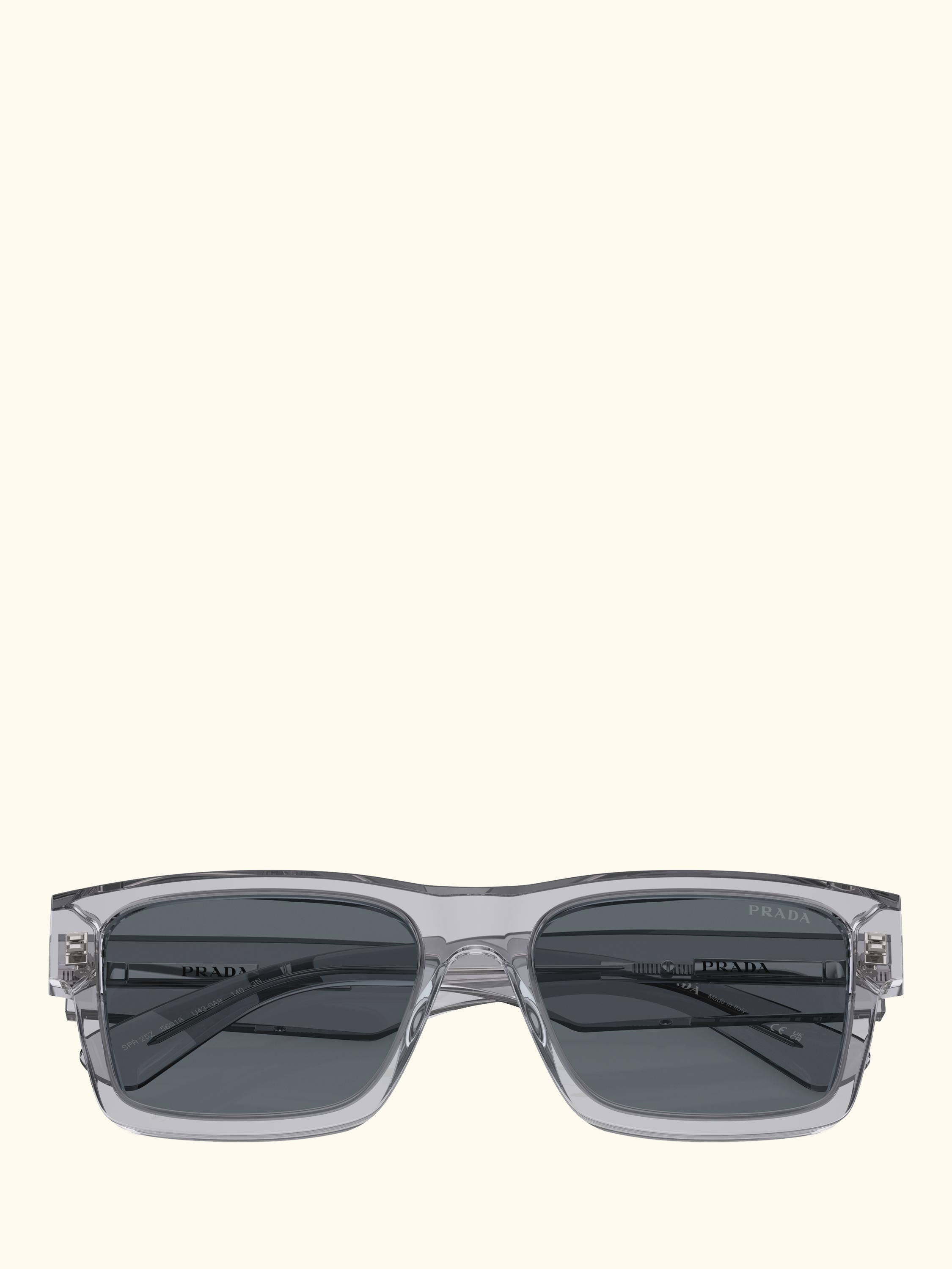 PR 25ZS Men's Rectangular Sunglasses, Crystal Grey/Grey