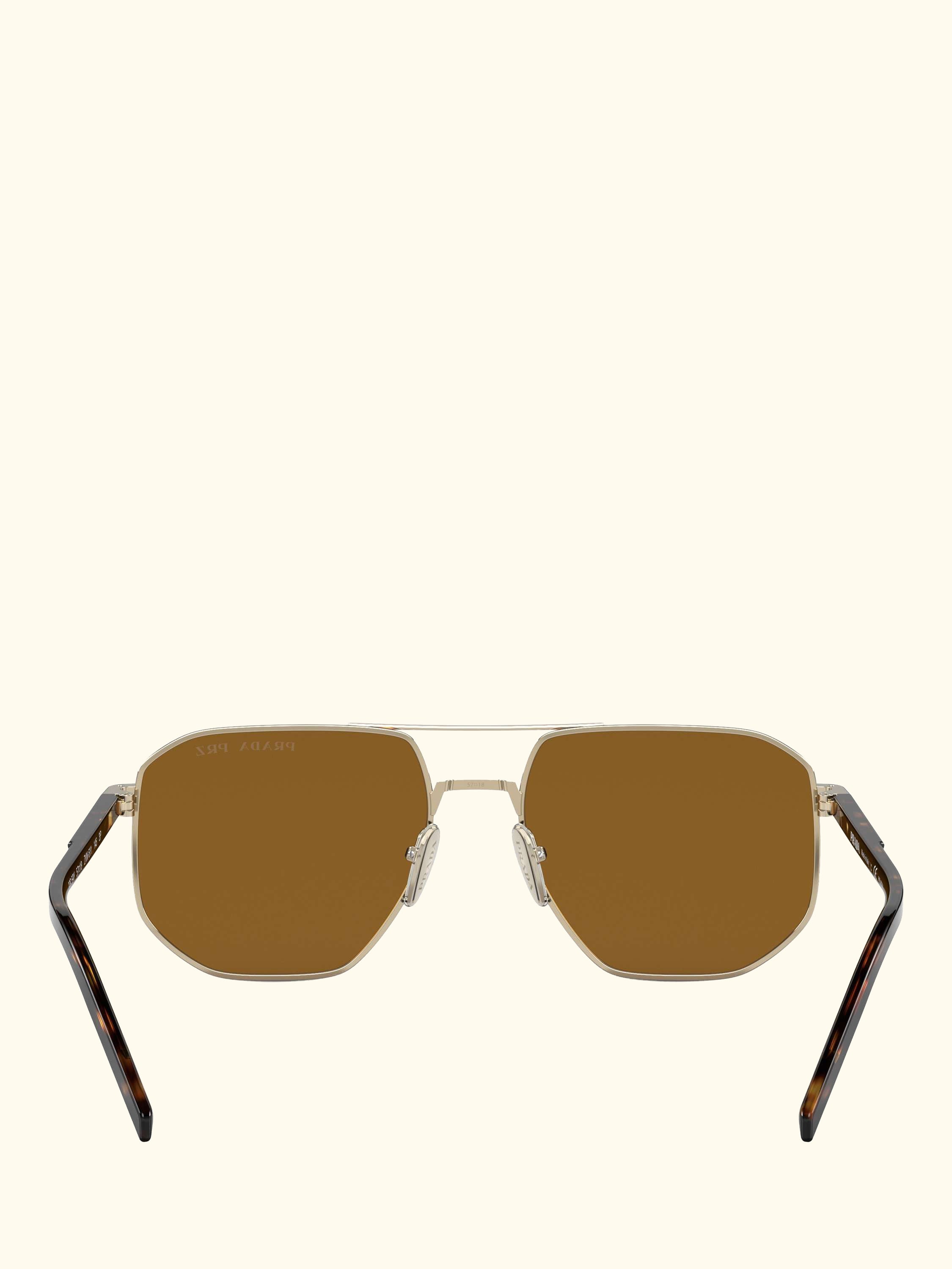 PR 59YS Men's Polarised Irregular Sunglasses, Pale Gold/Brown