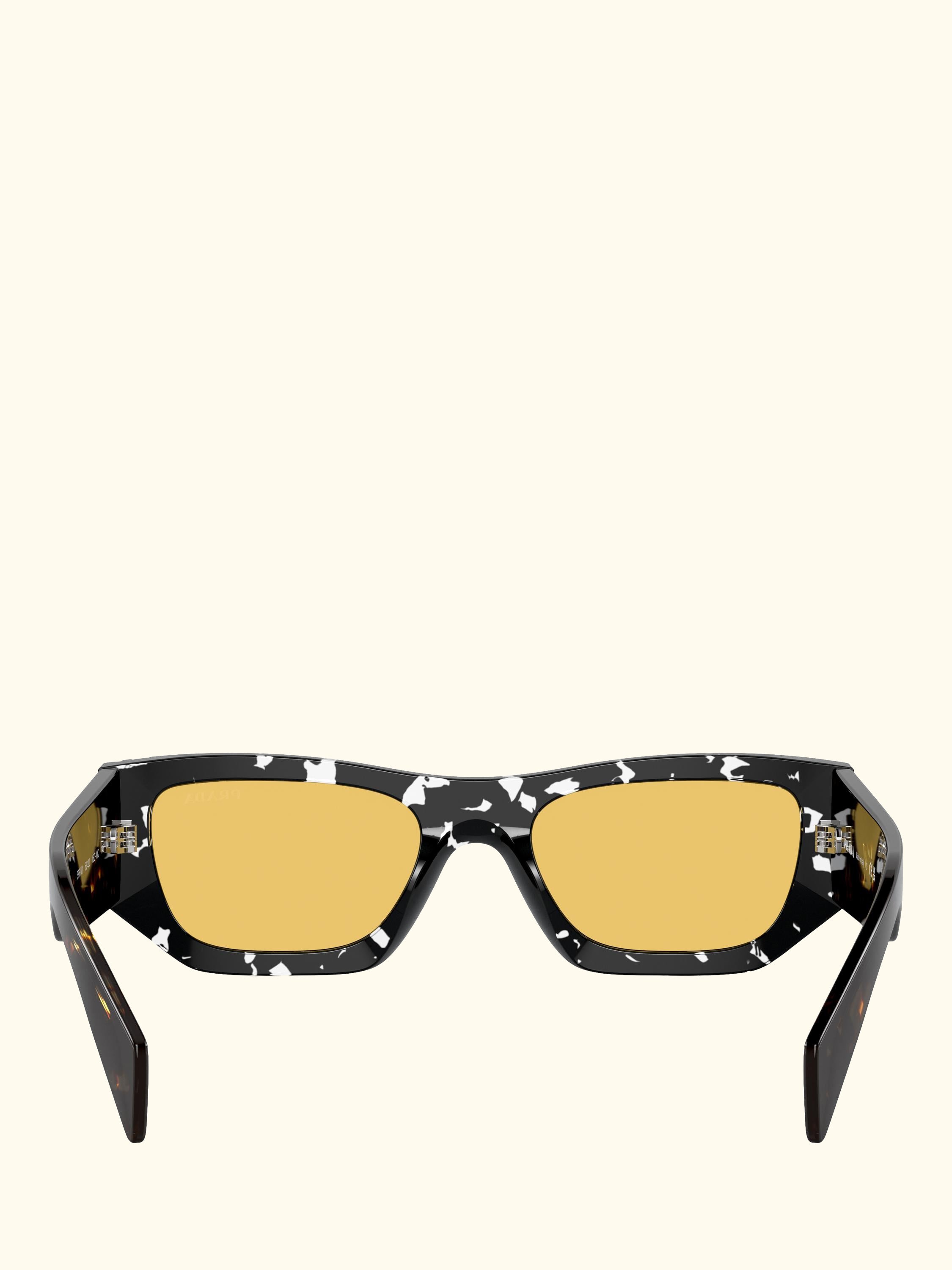 PR A01S Women's Rectangular Sunglasses, Havana Black Transparent/Yellow