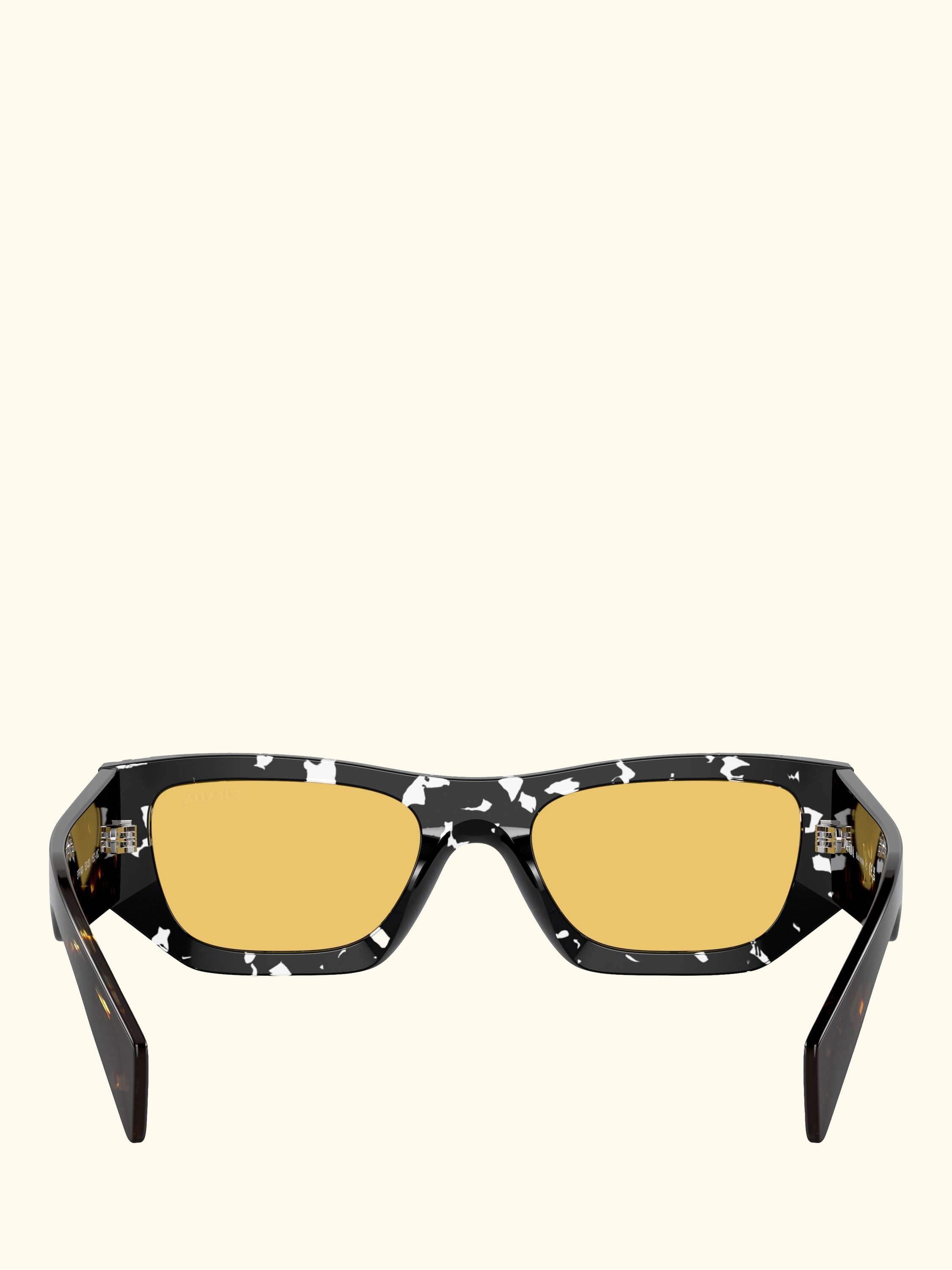 PR A01S Women's Rectangular Sunglasses, Havana Black Transparent/Yellow