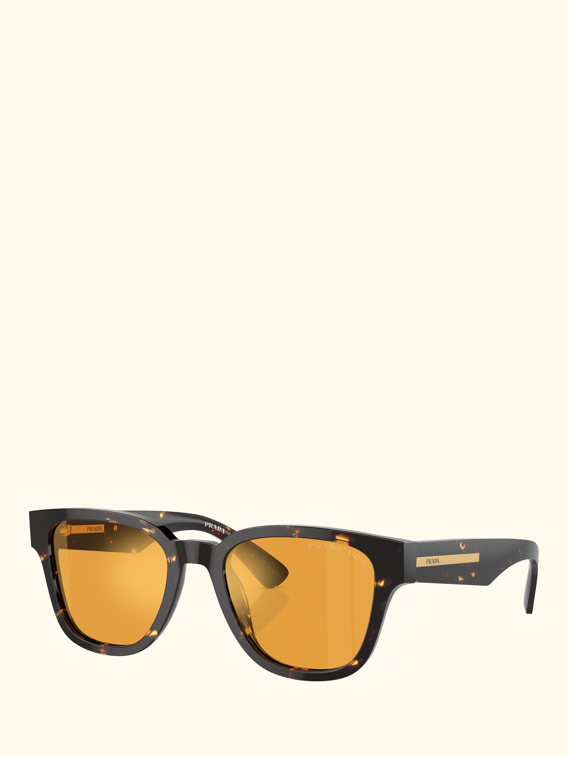 PR A04S Men's Polarised D-Frame Sunglasses, Havana Black/Yellow
