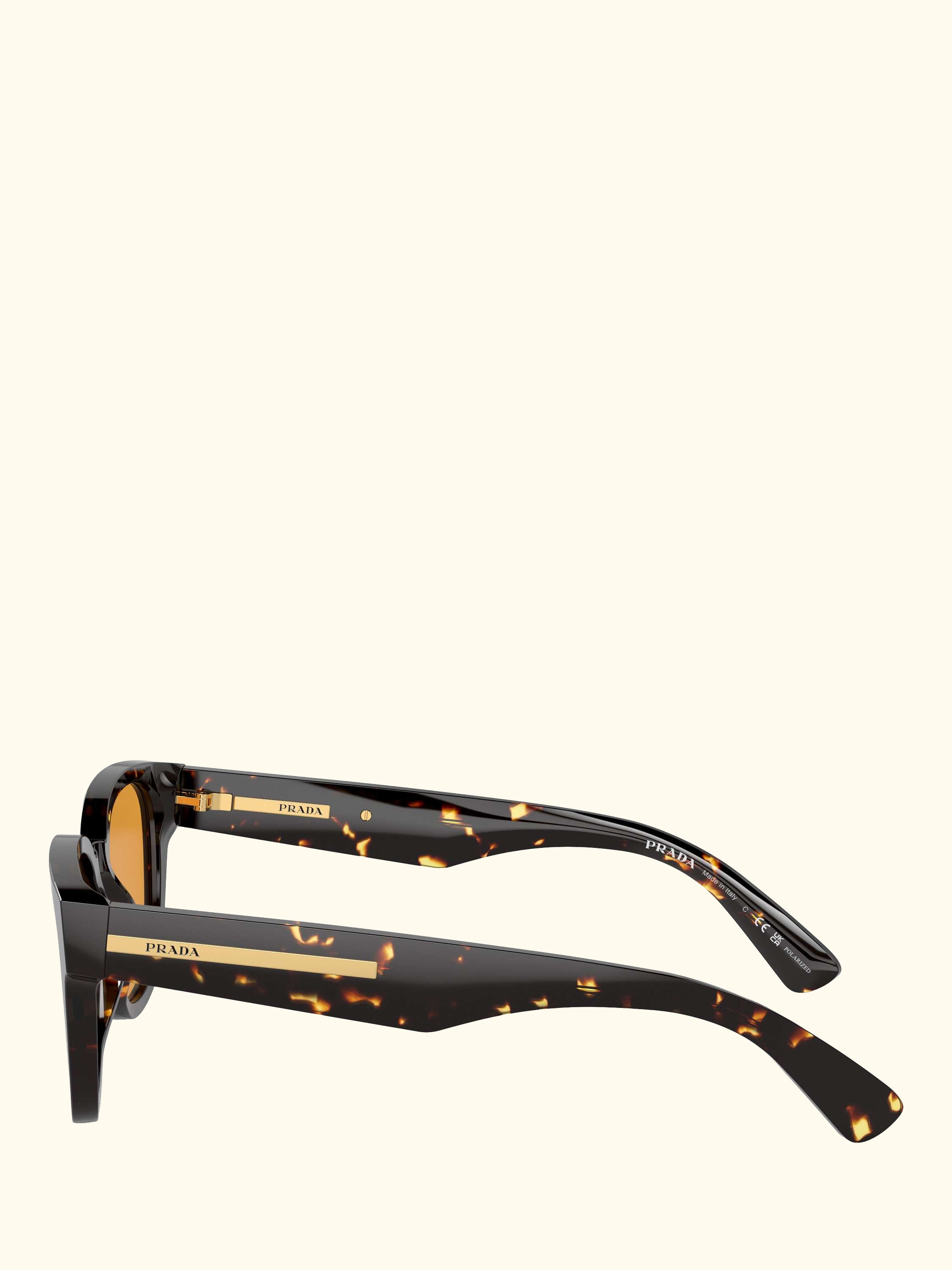 PR A04S Men's Polarised D-Frame Sunglasses, Havana Black/Yellow