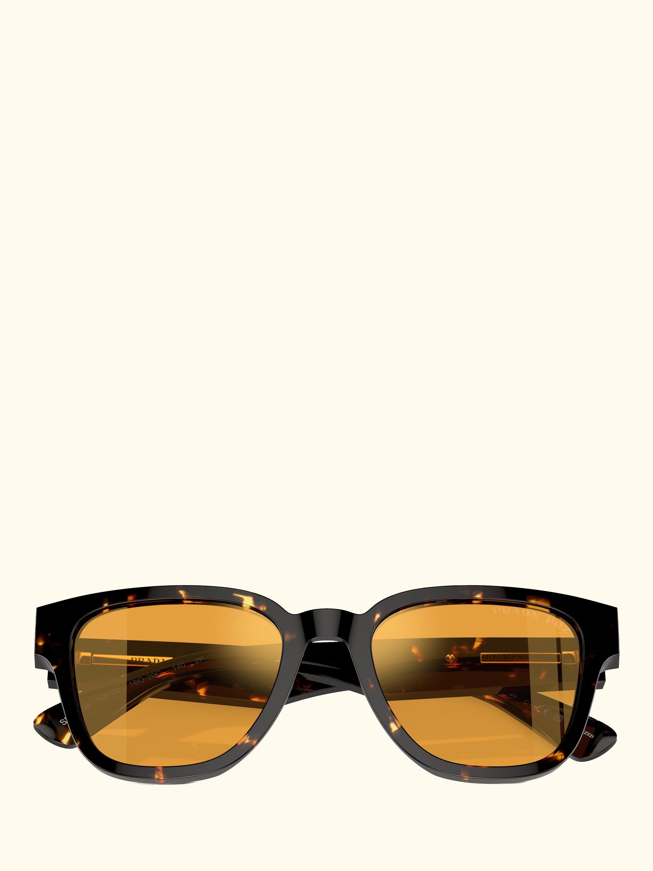 PR A04S Men's Polarised D-Frame Sunglasses, Havana Black/Yellow