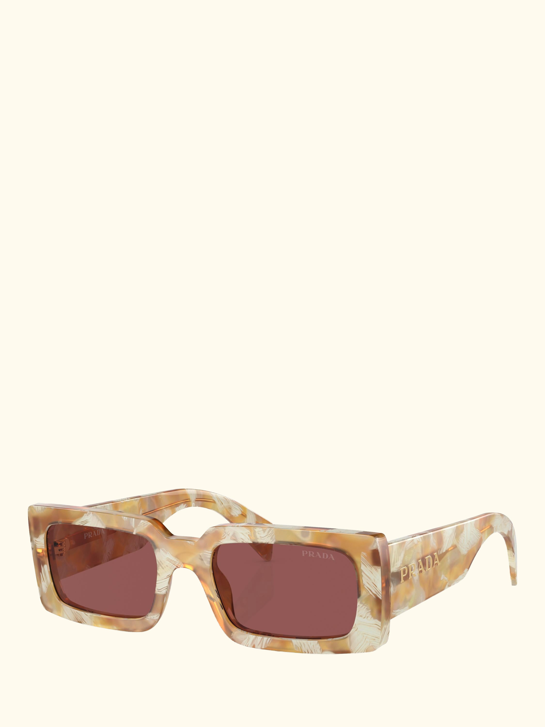 PR A07S Women's Rectangular Sunglasses, Desert Tortoise/Brown