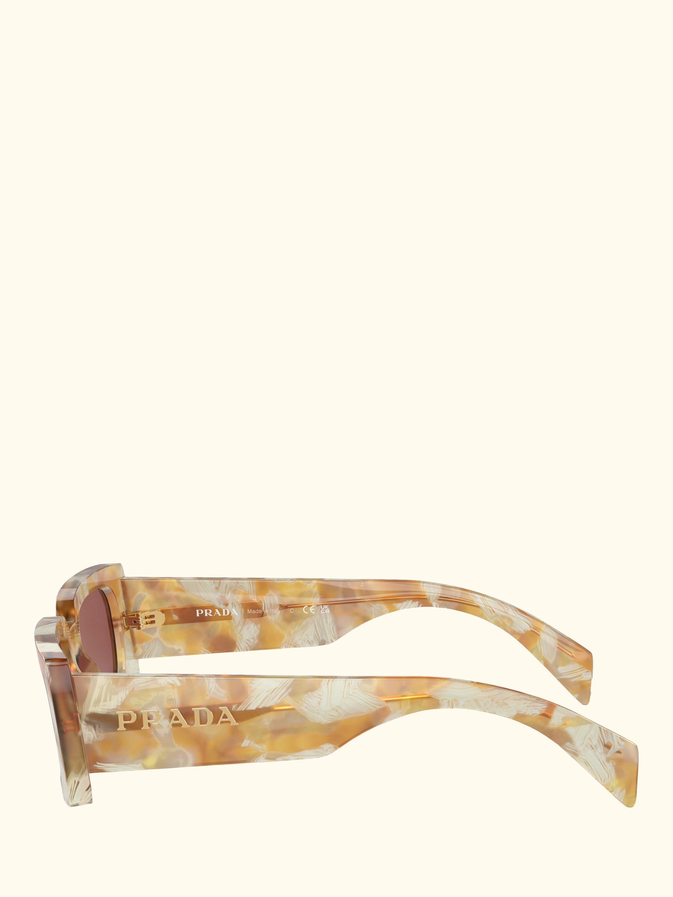 PR A07S Women's Rectangular Sunglasses, Desert Tortoise/Brown