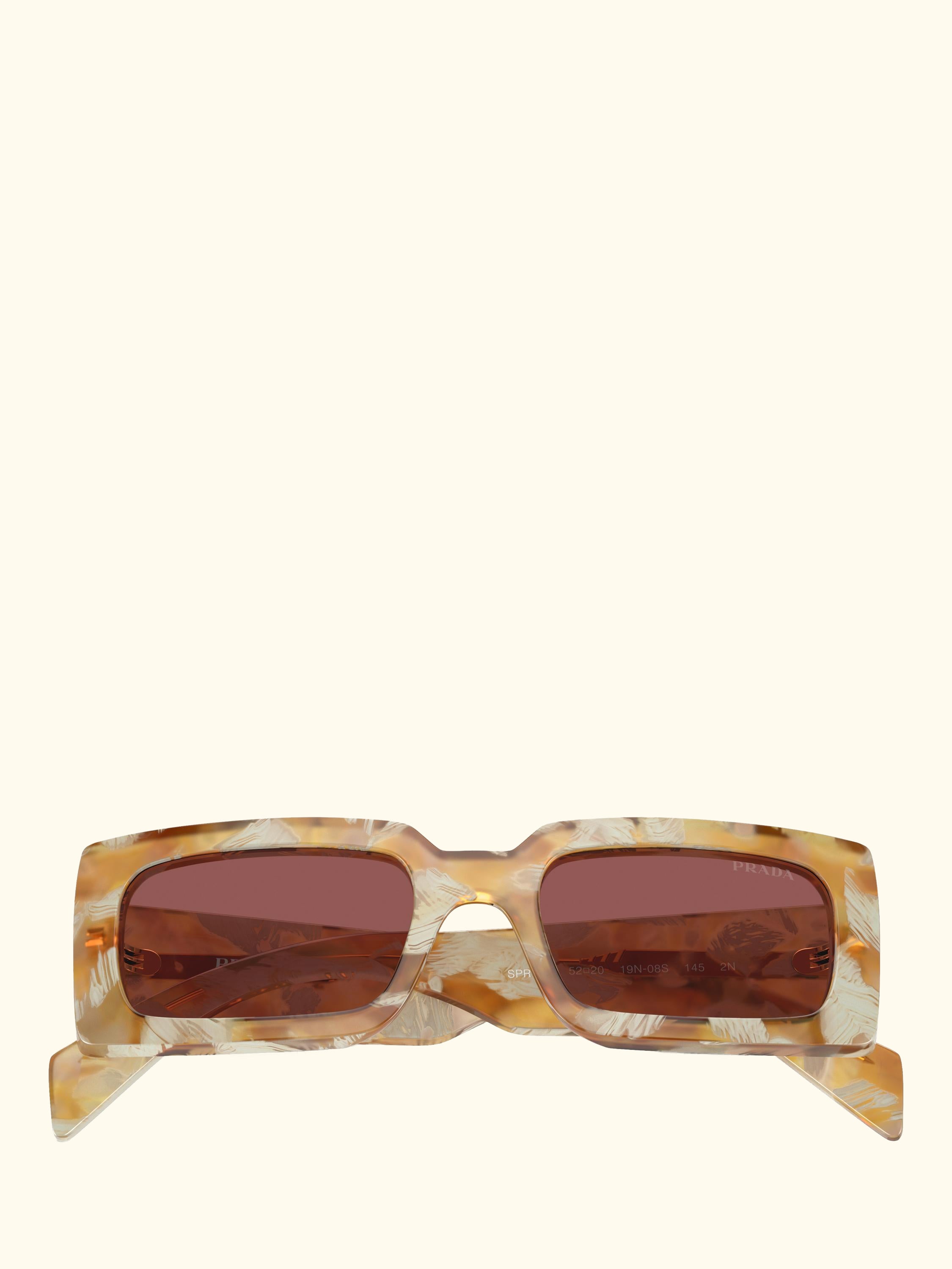PR A07S Women's Rectangular Sunglasses, Desert Tortoise/Brown