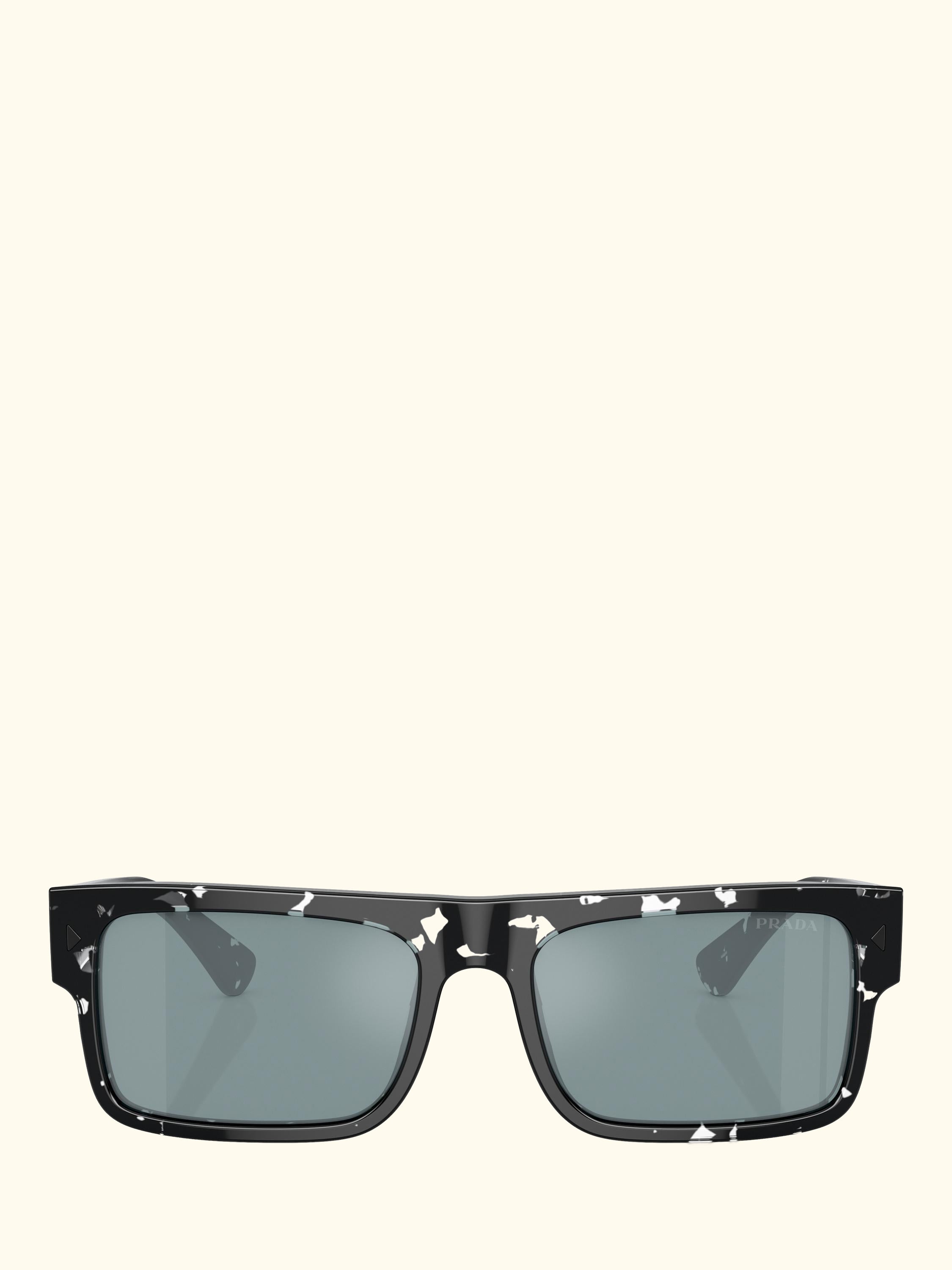 PR A10S Men's Rectangular Sunglasses, Havana Black Transparent/Pale Blue