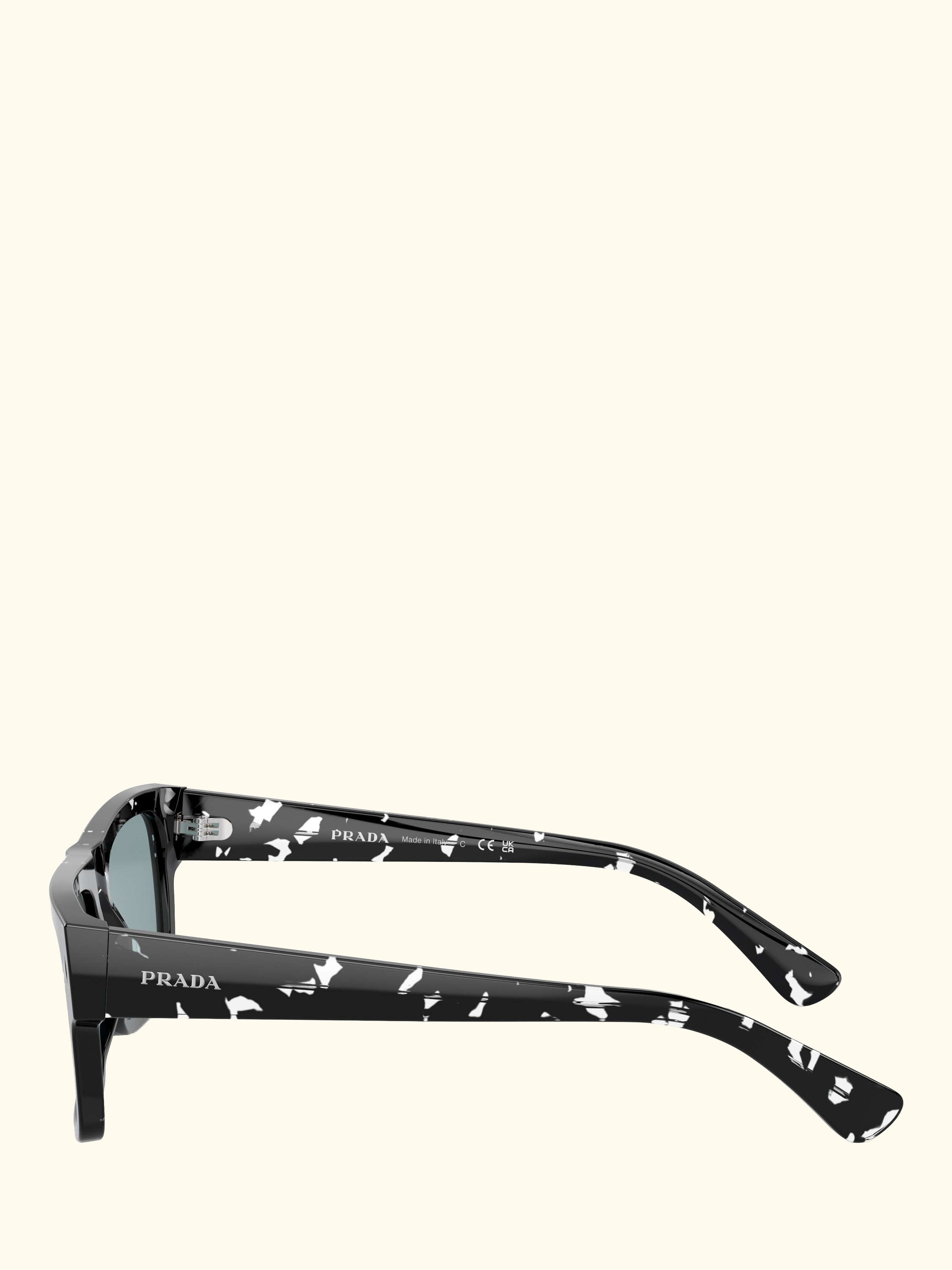 PR A10S Men's Rectangular Sunglasses, Havana Black Transparent/Pale Blue