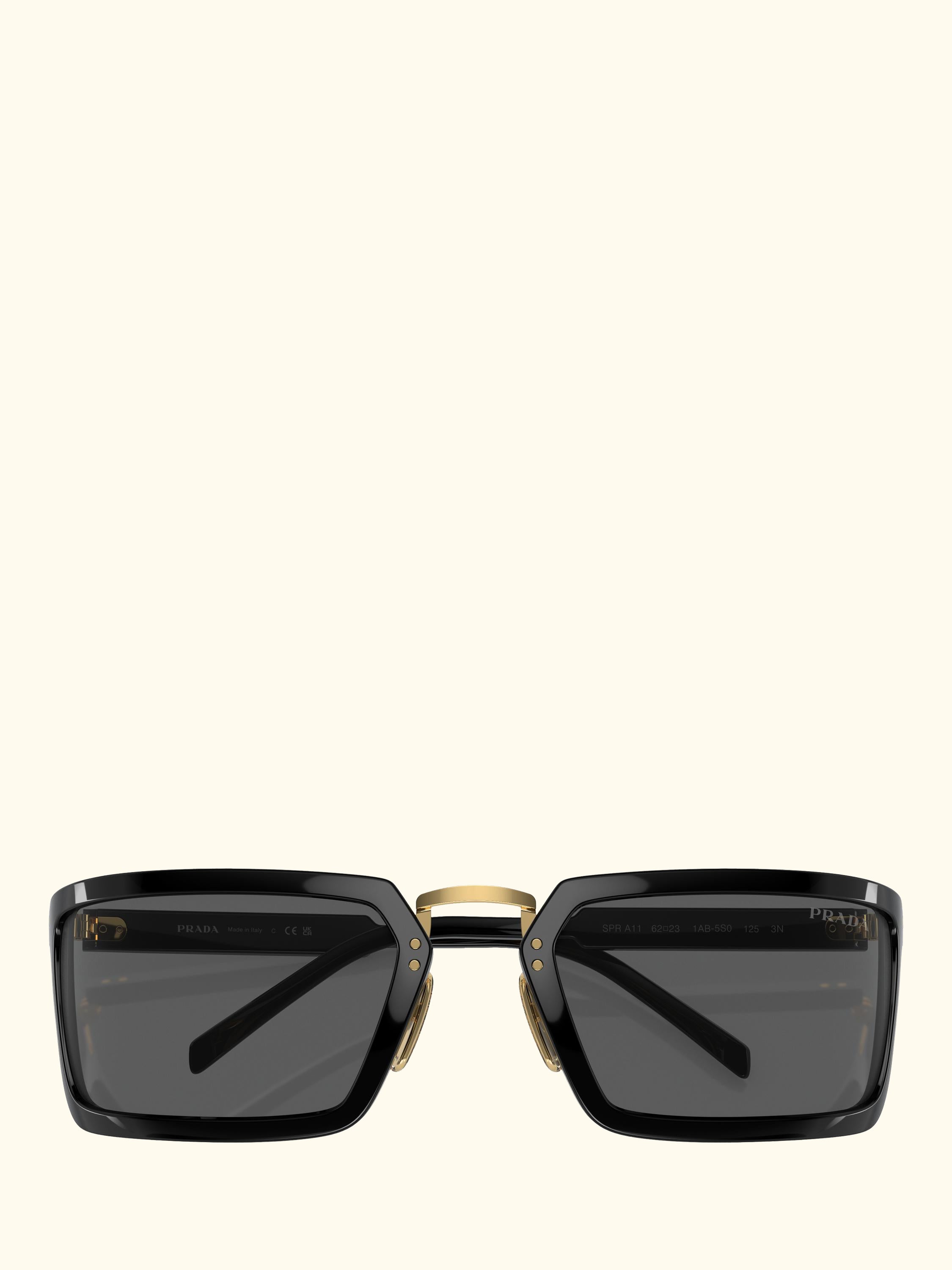 PR A11S Men's Rectangular Sunglasses, Black