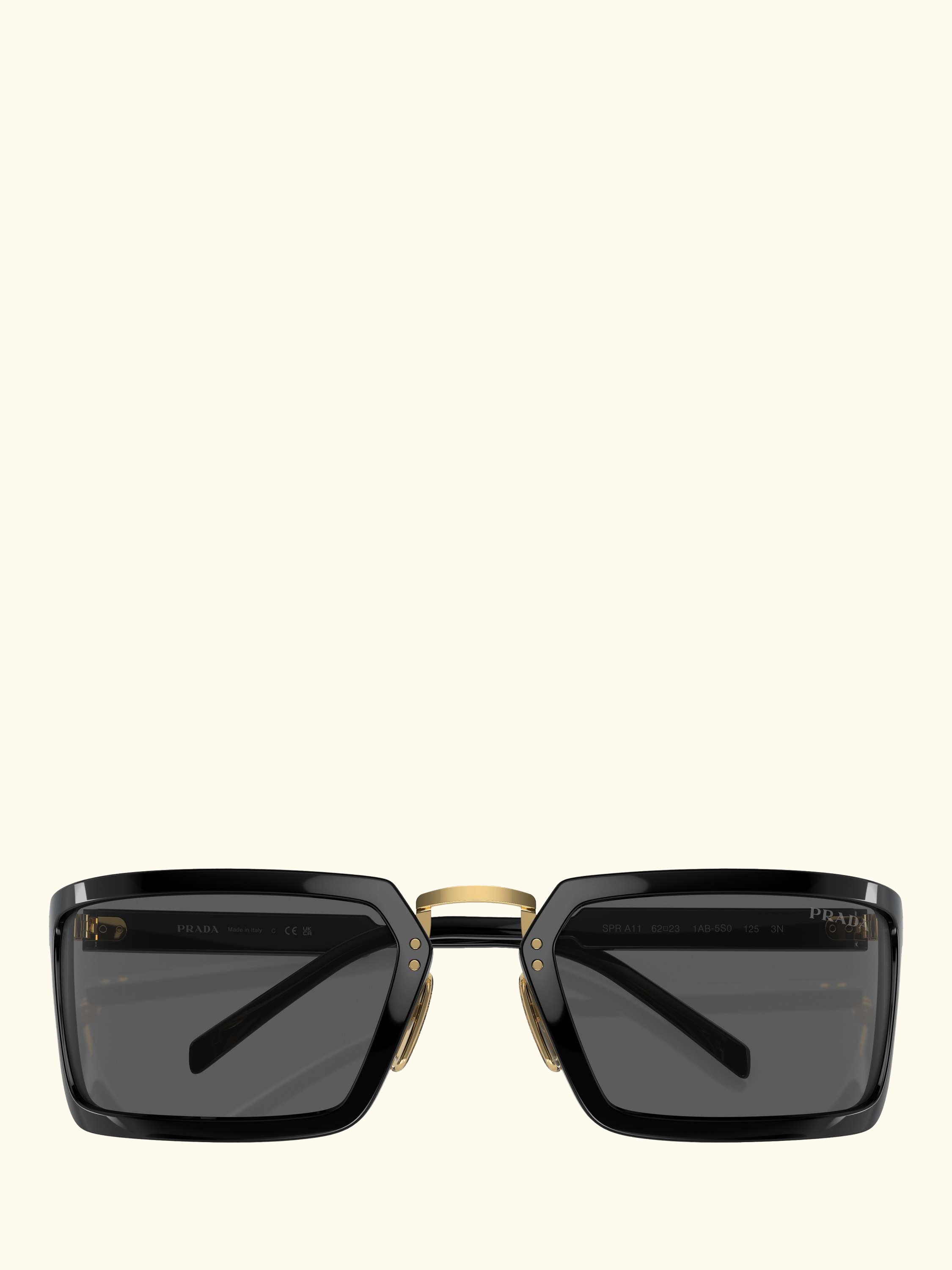 PR A11S Men's Rectangular Sunglasses, Black