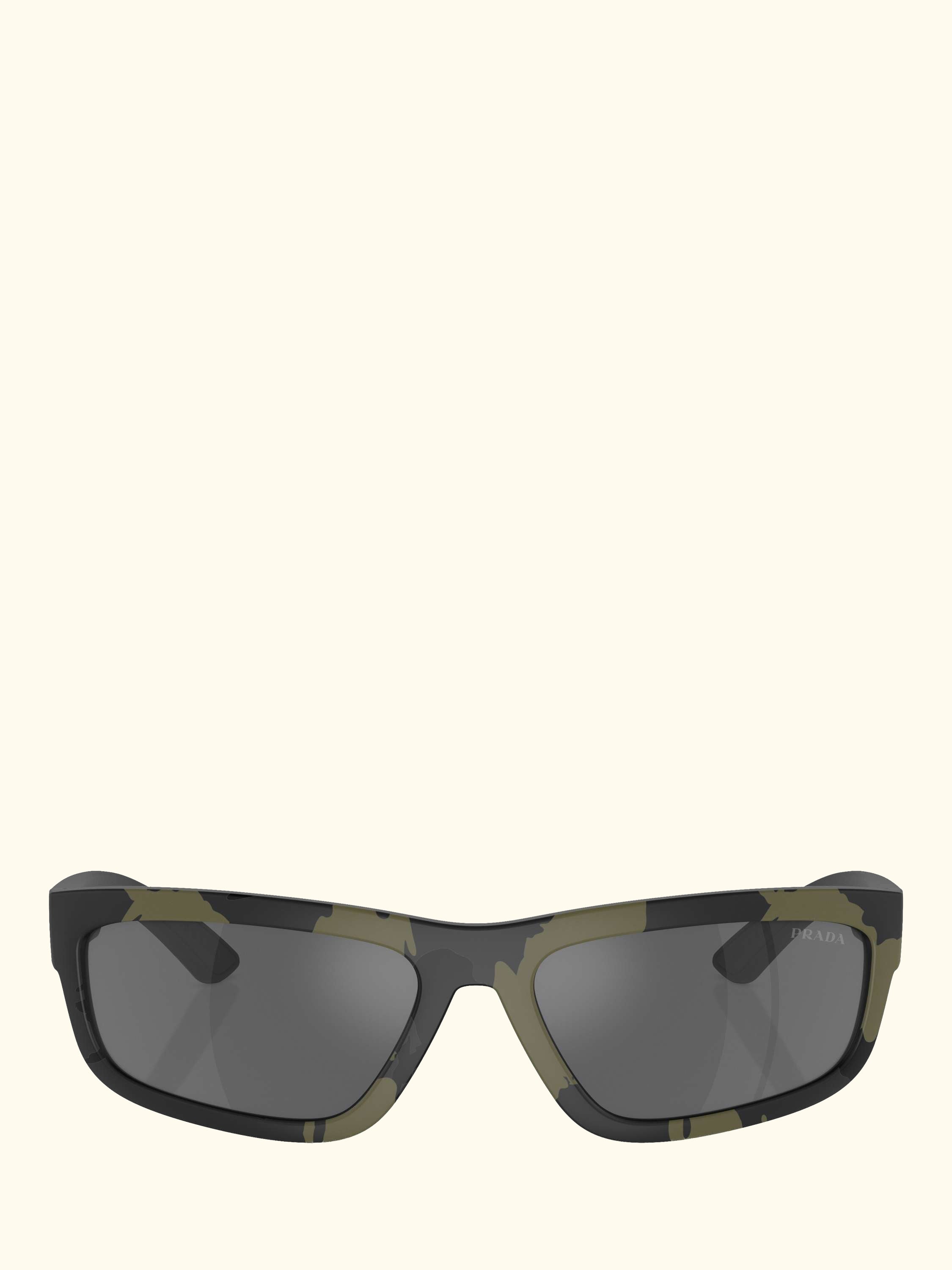 PS 05ZS Men's Rectangular Sunglasses, Green Mimetic Rubbered/Mirror Grey