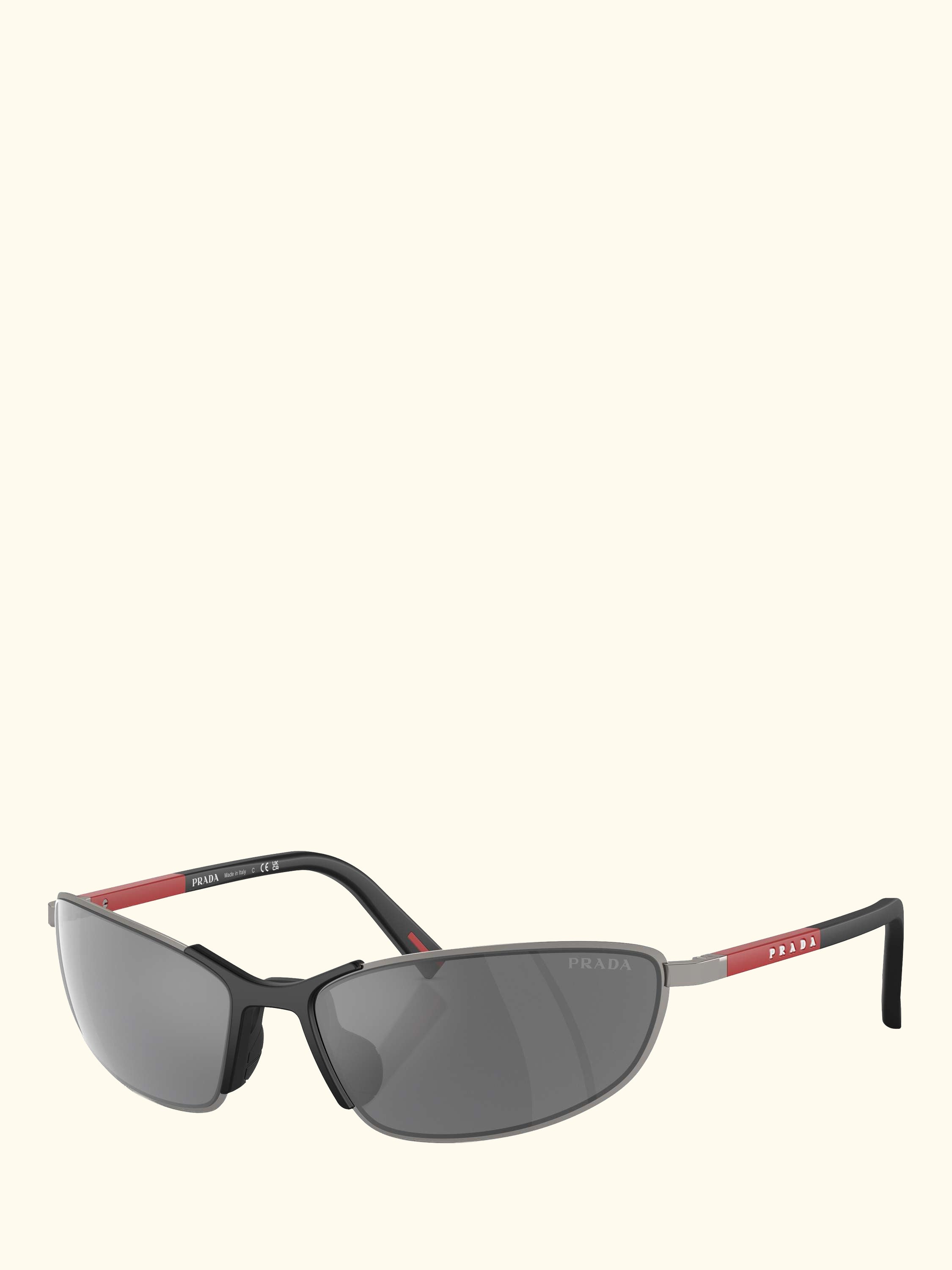 PS 55ZS Men's Irregular Sunglasses, Gunmetal/Mirror Grey