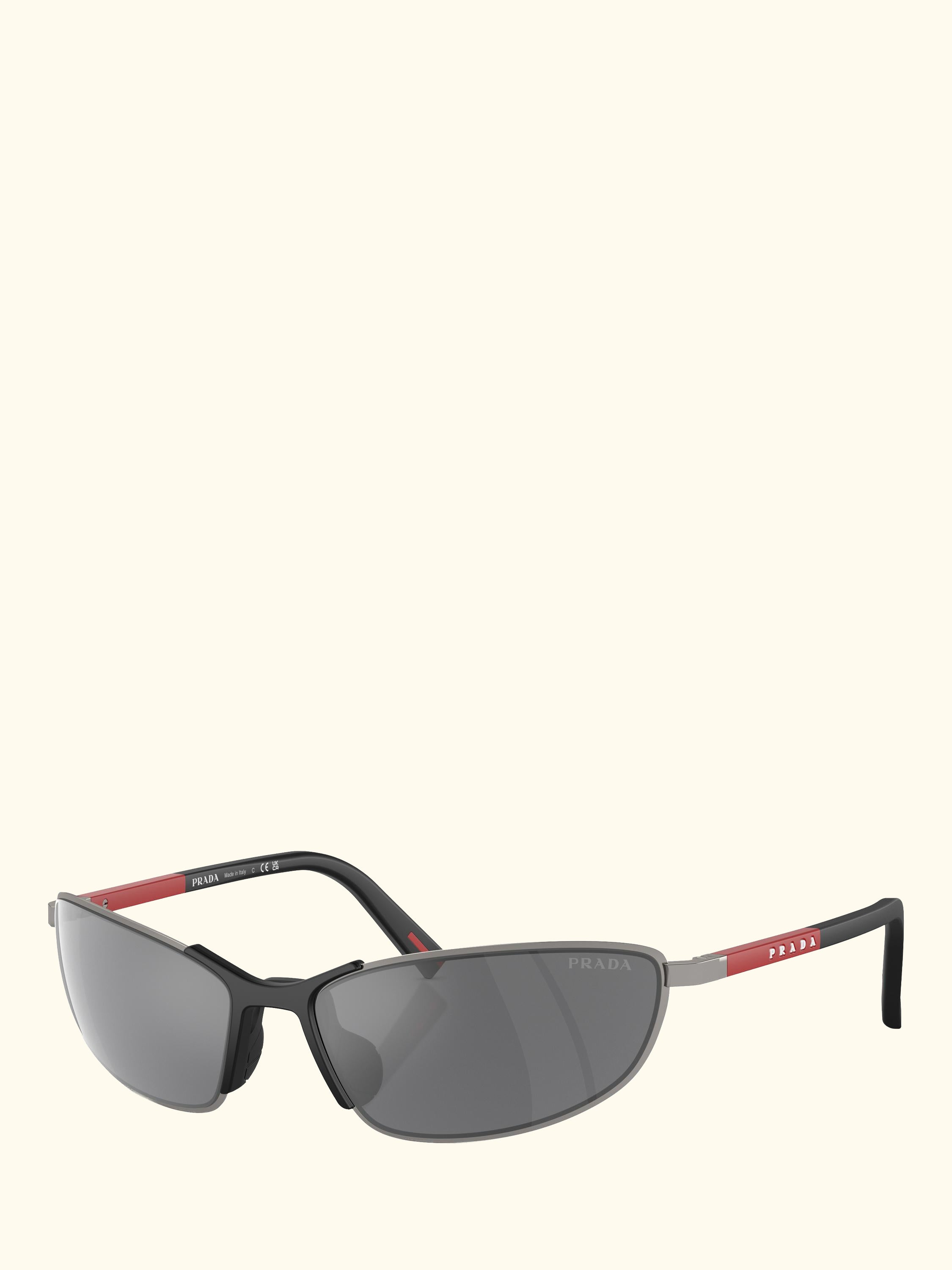 PS 55ZS Men's Irregular Sunglasses, Gunmetal/Mirror Grey