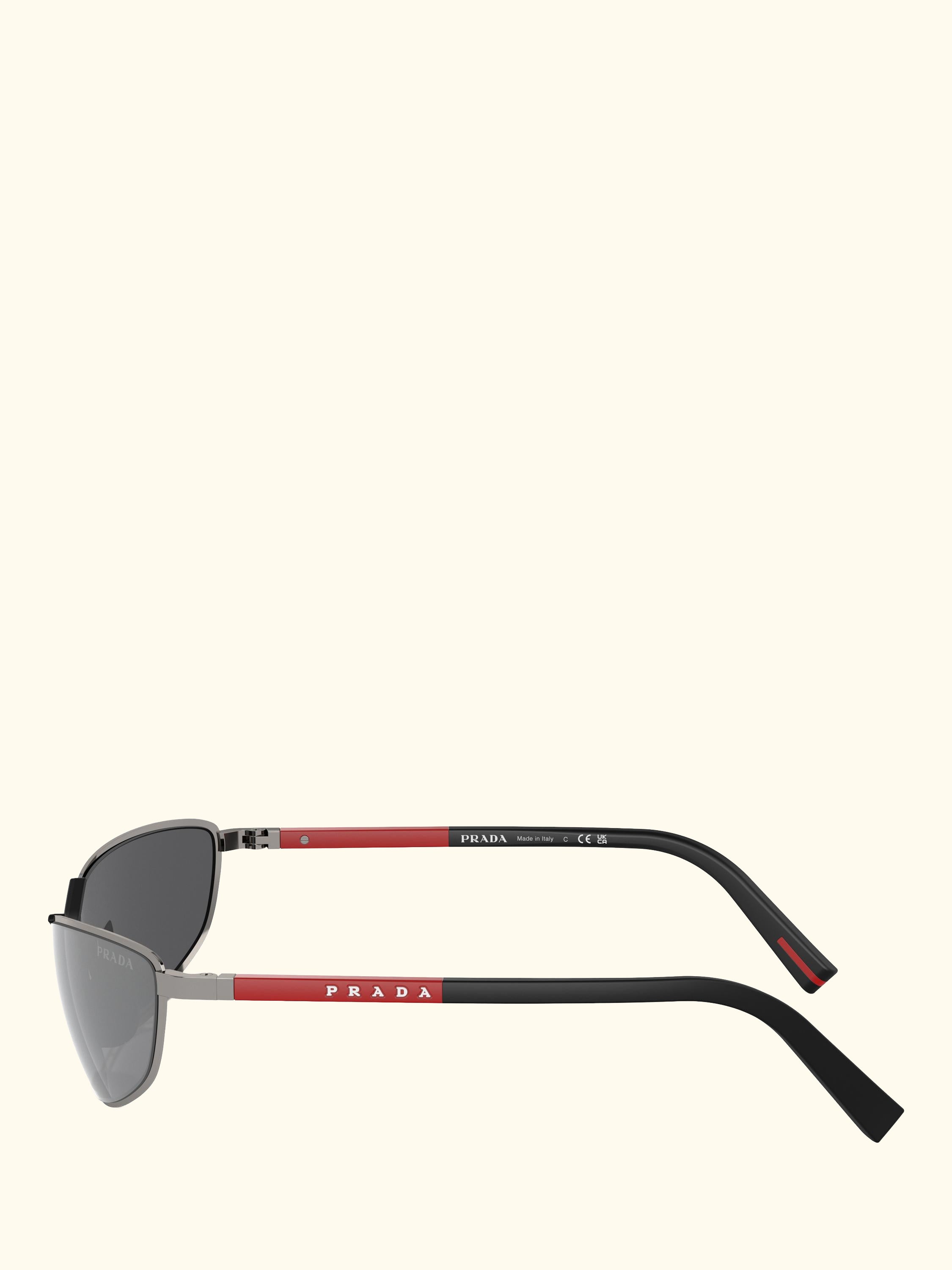 PS 55ZS Men's Irregular Sunglasses, Gunmetal/Mirror Grey