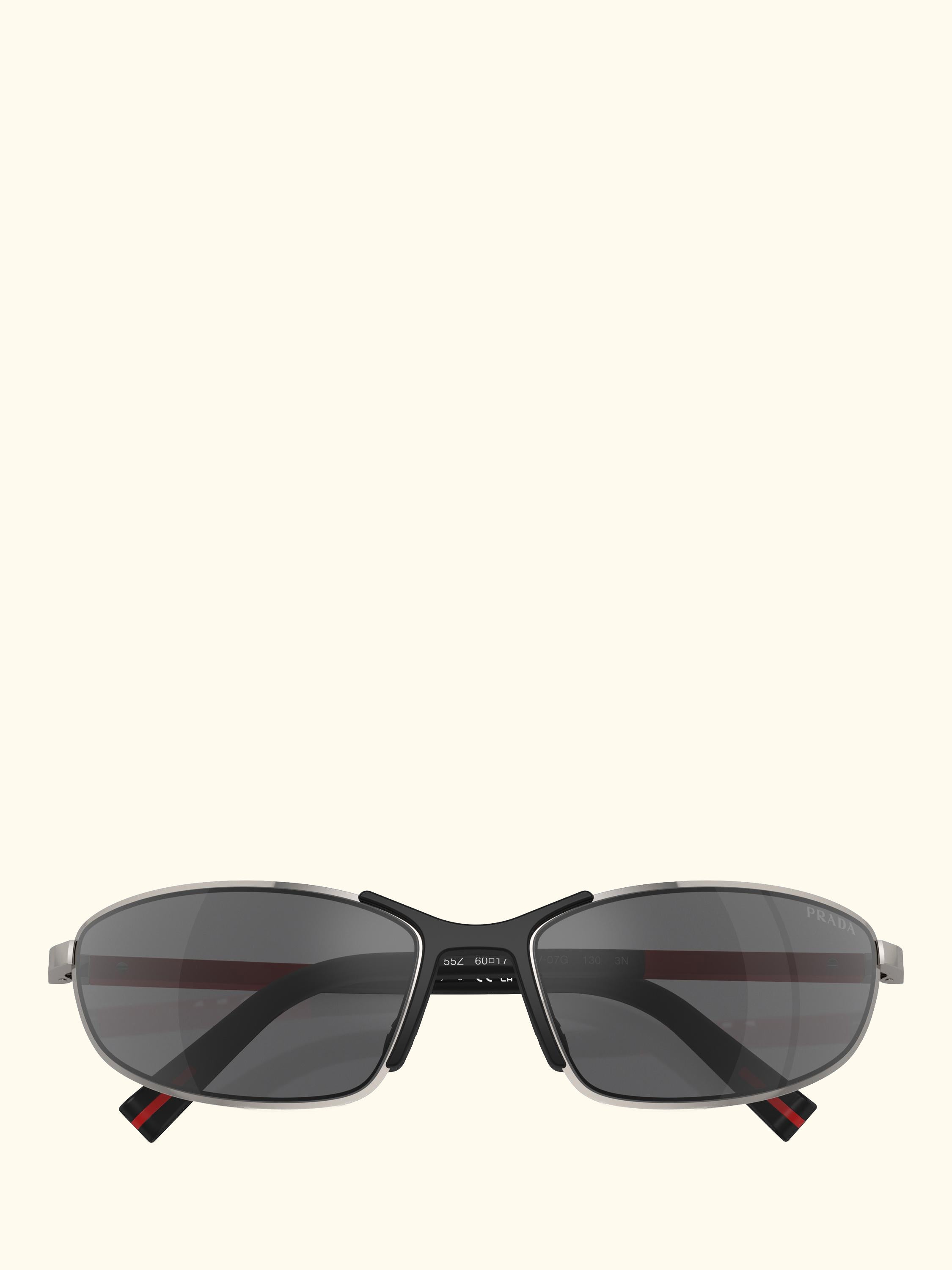 PS 55ZS Men's Irregular Sunglasses, Gunmetal/Mirror Grey