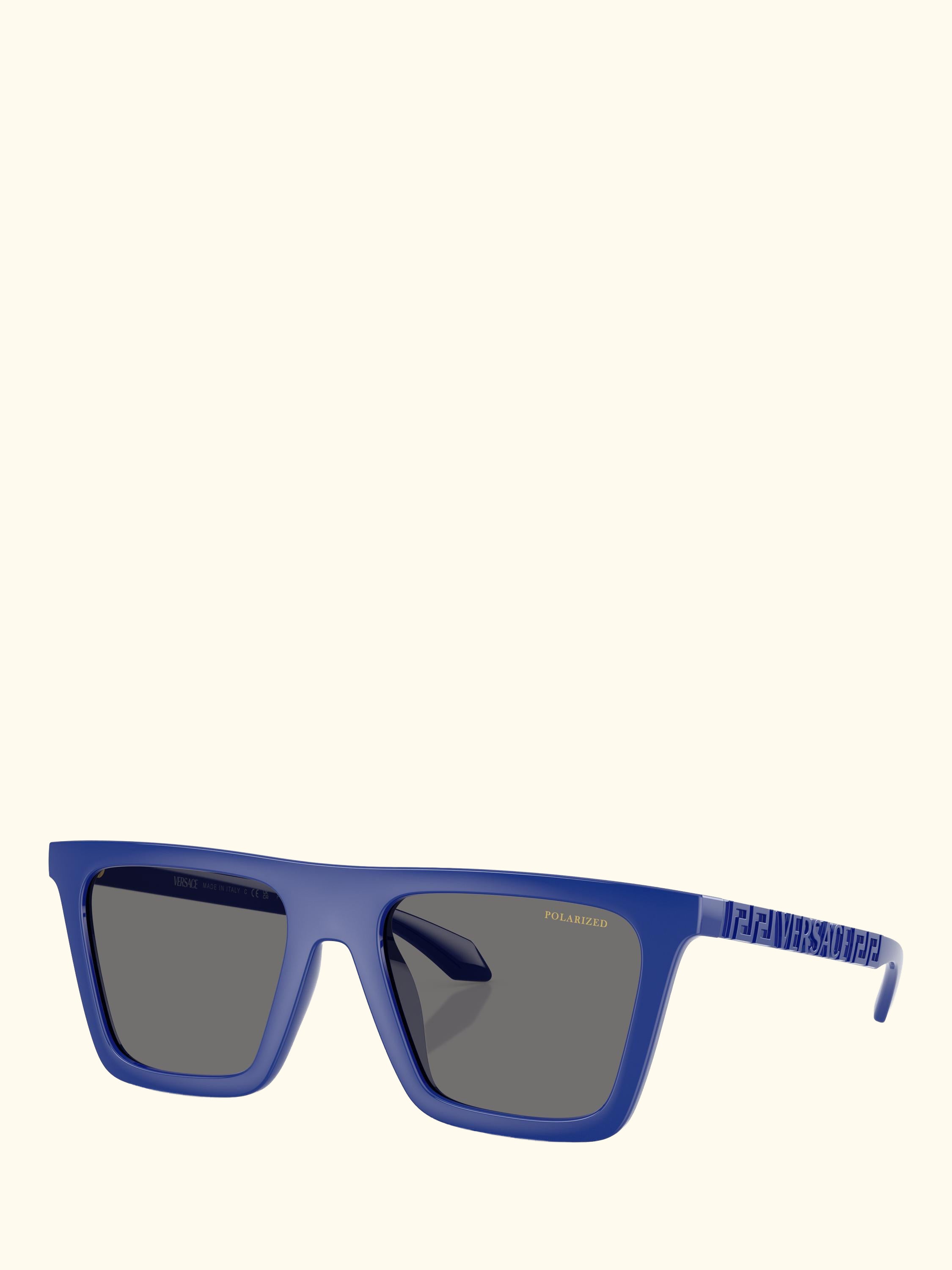 VE4468U Men's Polarised Rectangular Sunglasses, Full Blue
