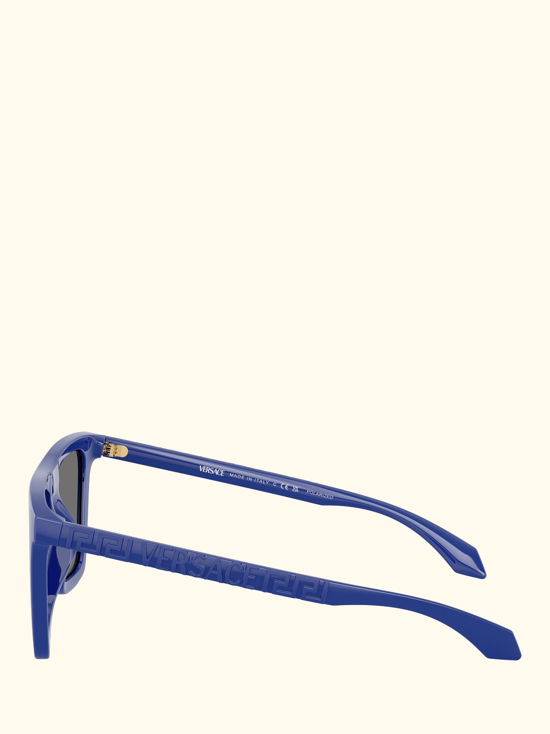 VE4468U Men's Polarised Rectangular Sunglasses, Full Blue