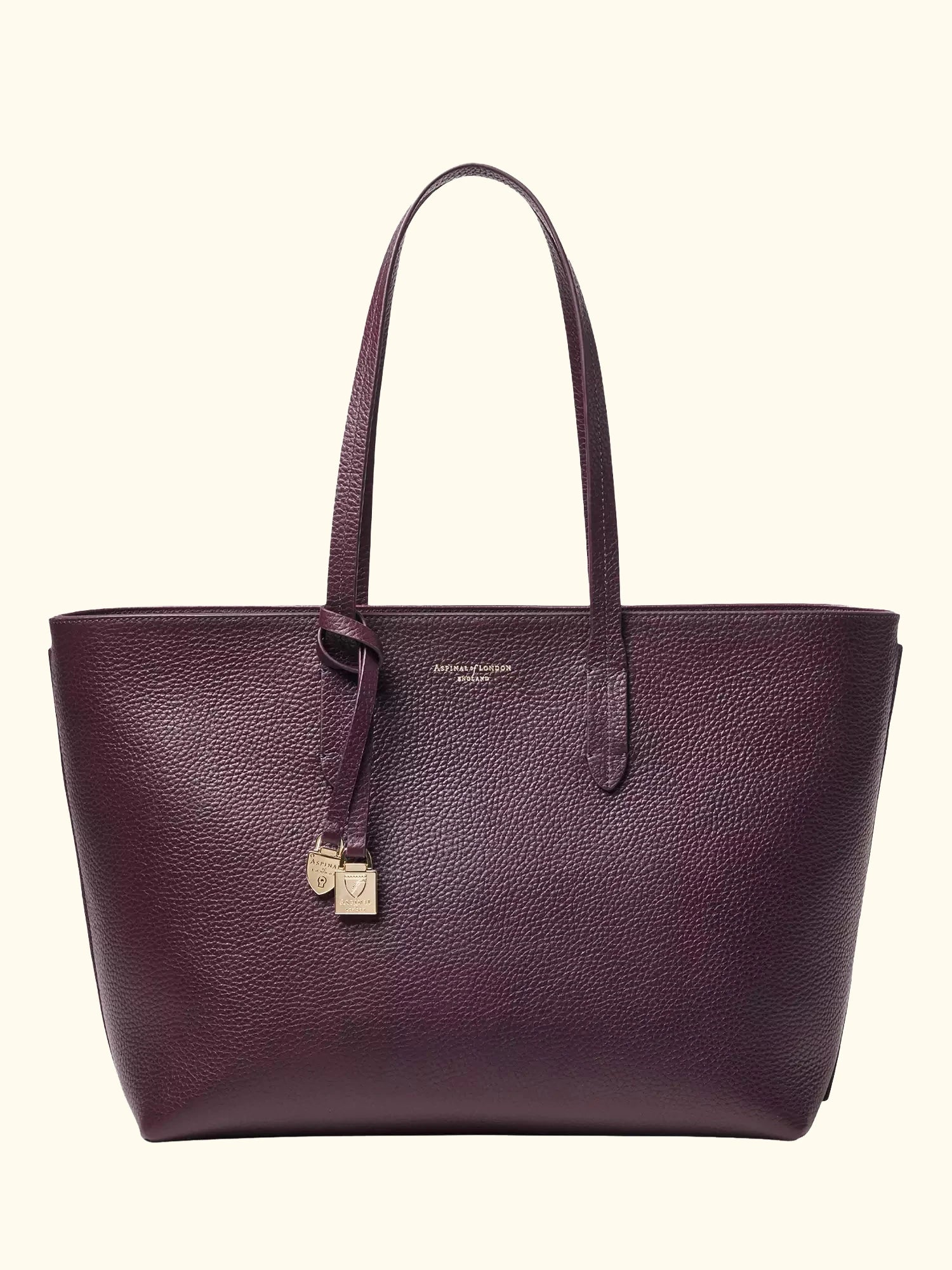 Aspinal of London Zipped East West Leather Tote Bag, Fig
