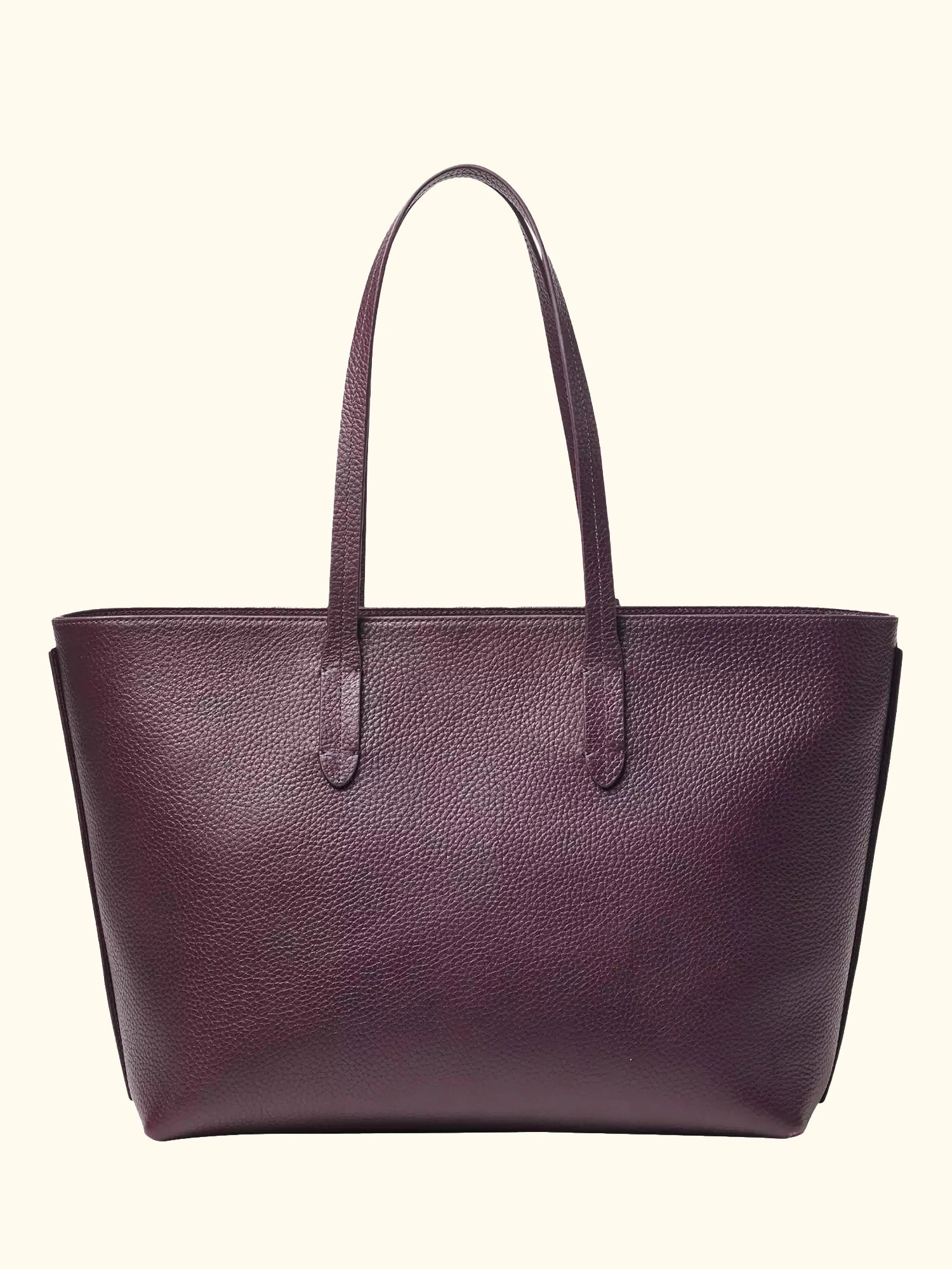 Aspinal of London Zipped East West Leather Tote Bag, Fig